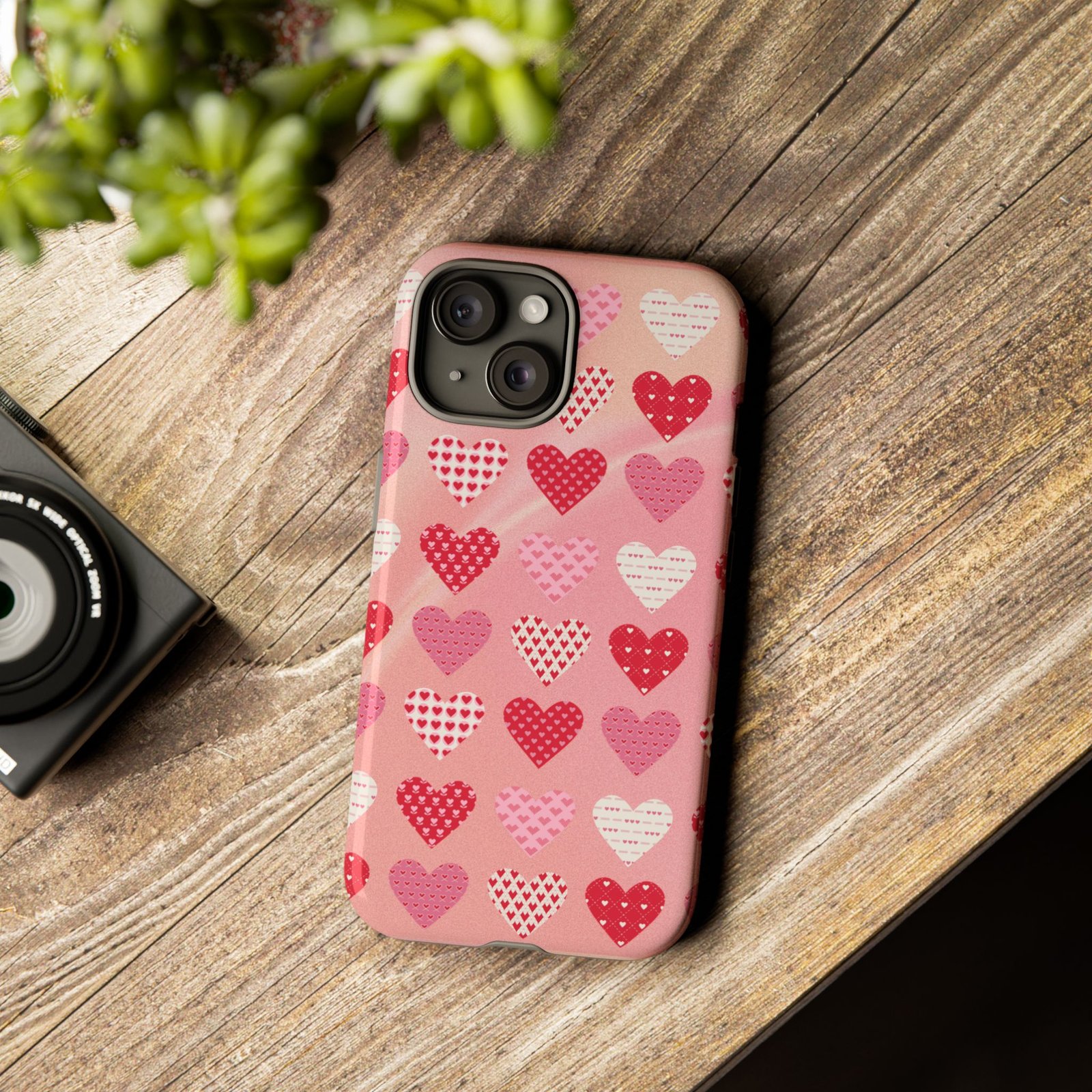 Pink Patterned Hearts phone case | Valentine Heart Phone Case - Image 127