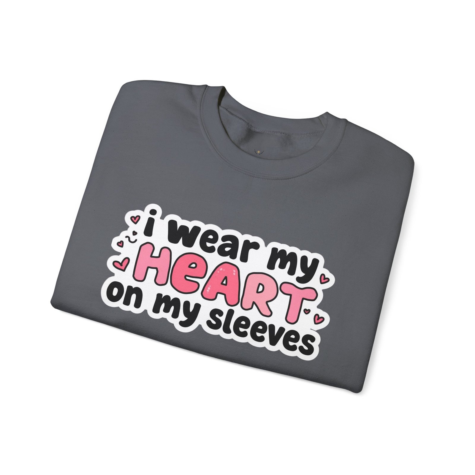 Cute Strong Heart Crewneck Sweatshirt — Kawaii Flexing Heart Graphic - Image 56