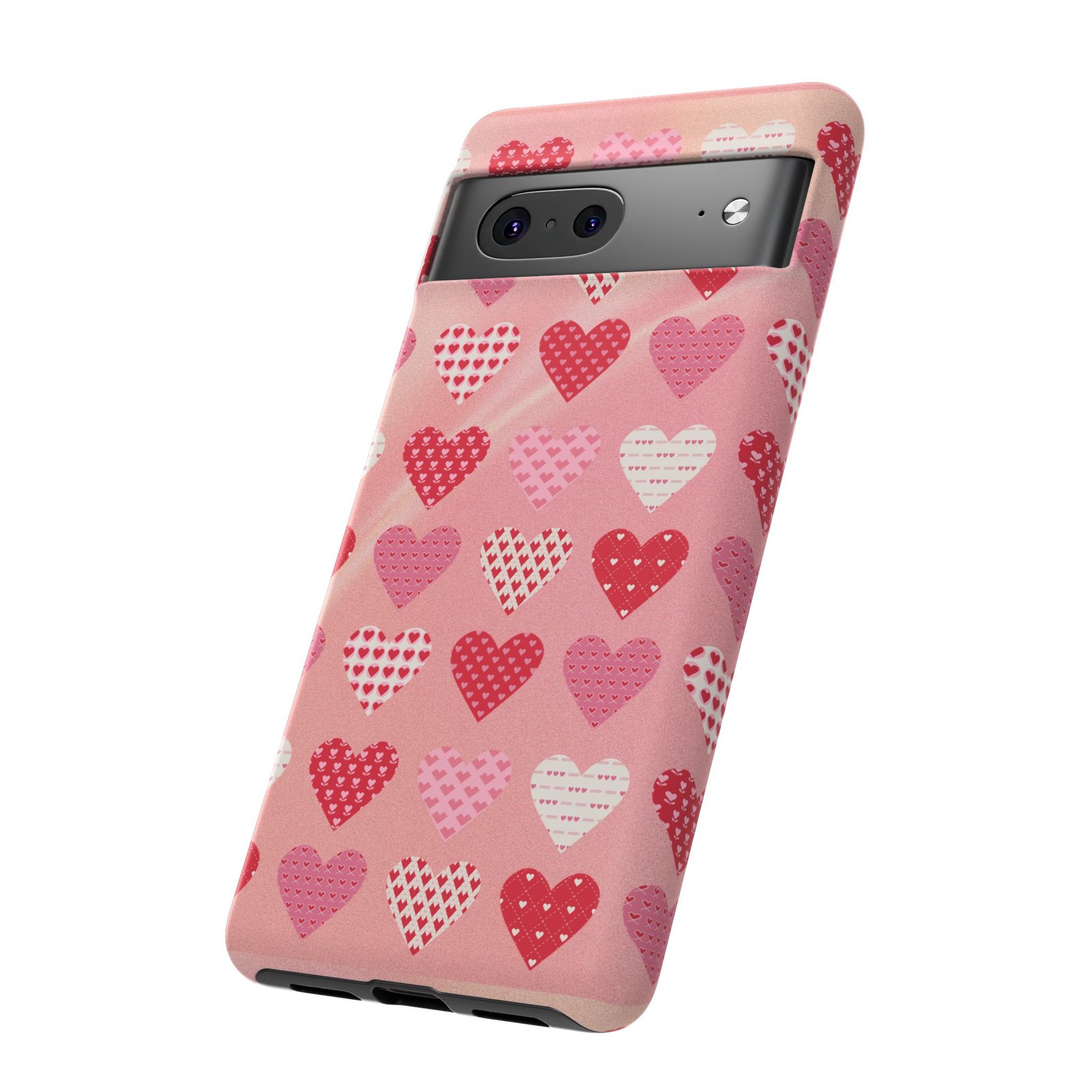 Pink Patterned Hearts phone case | Valentine Heart Phone Case - Image 114
