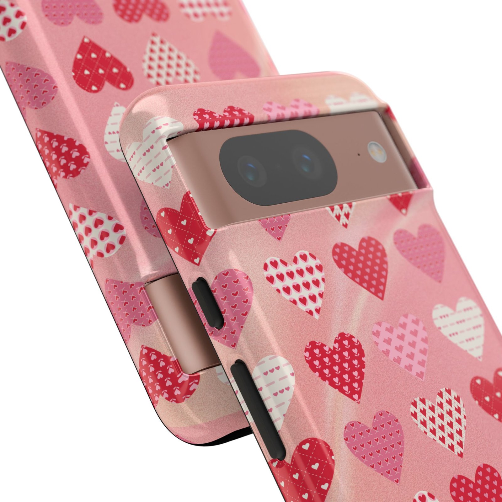 Pink Patterned Hearts phone case | Valentine Heart Phone Case - Image 182