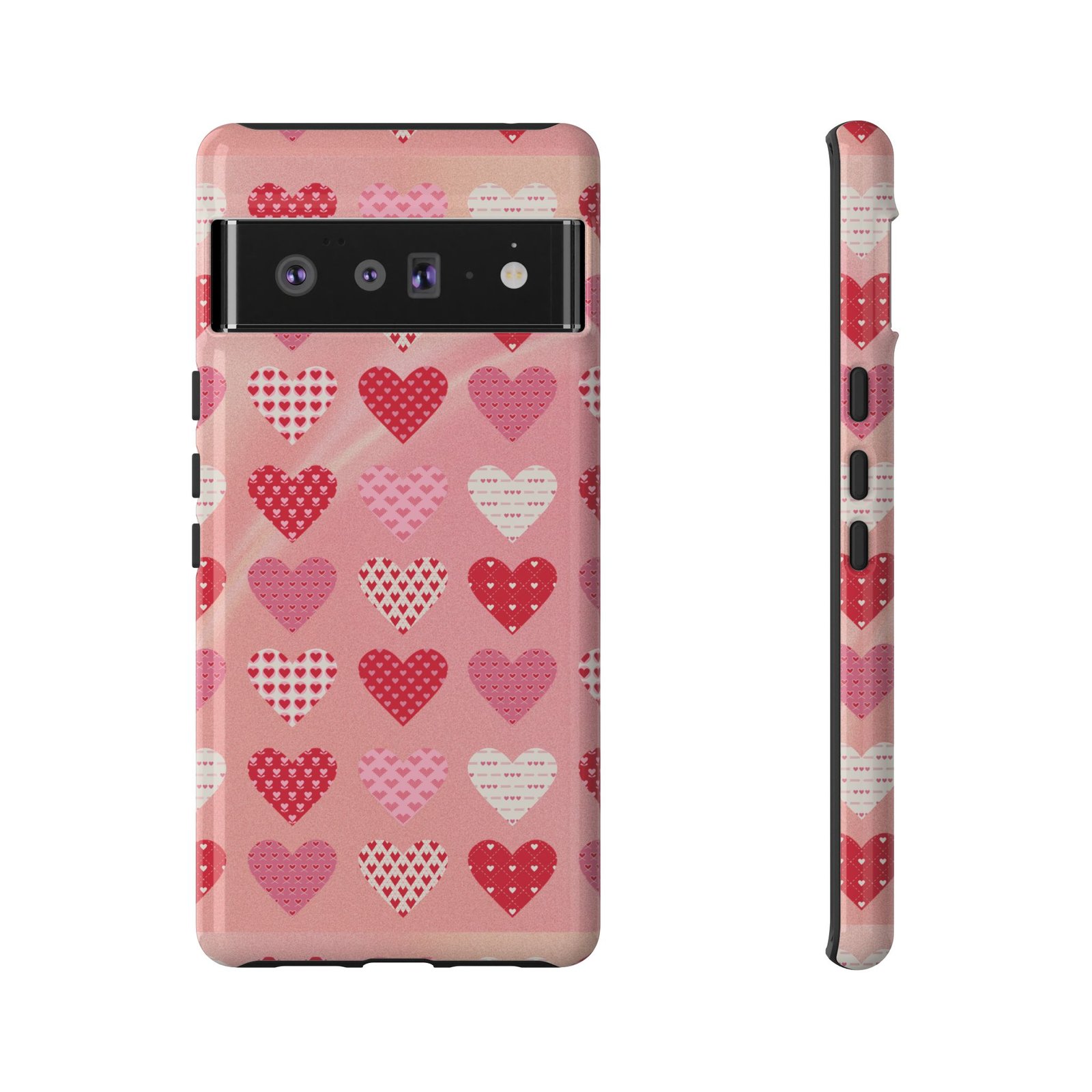 Pink Patterned Hearts phone case | Valentine Heart Phone Case - Image 117
