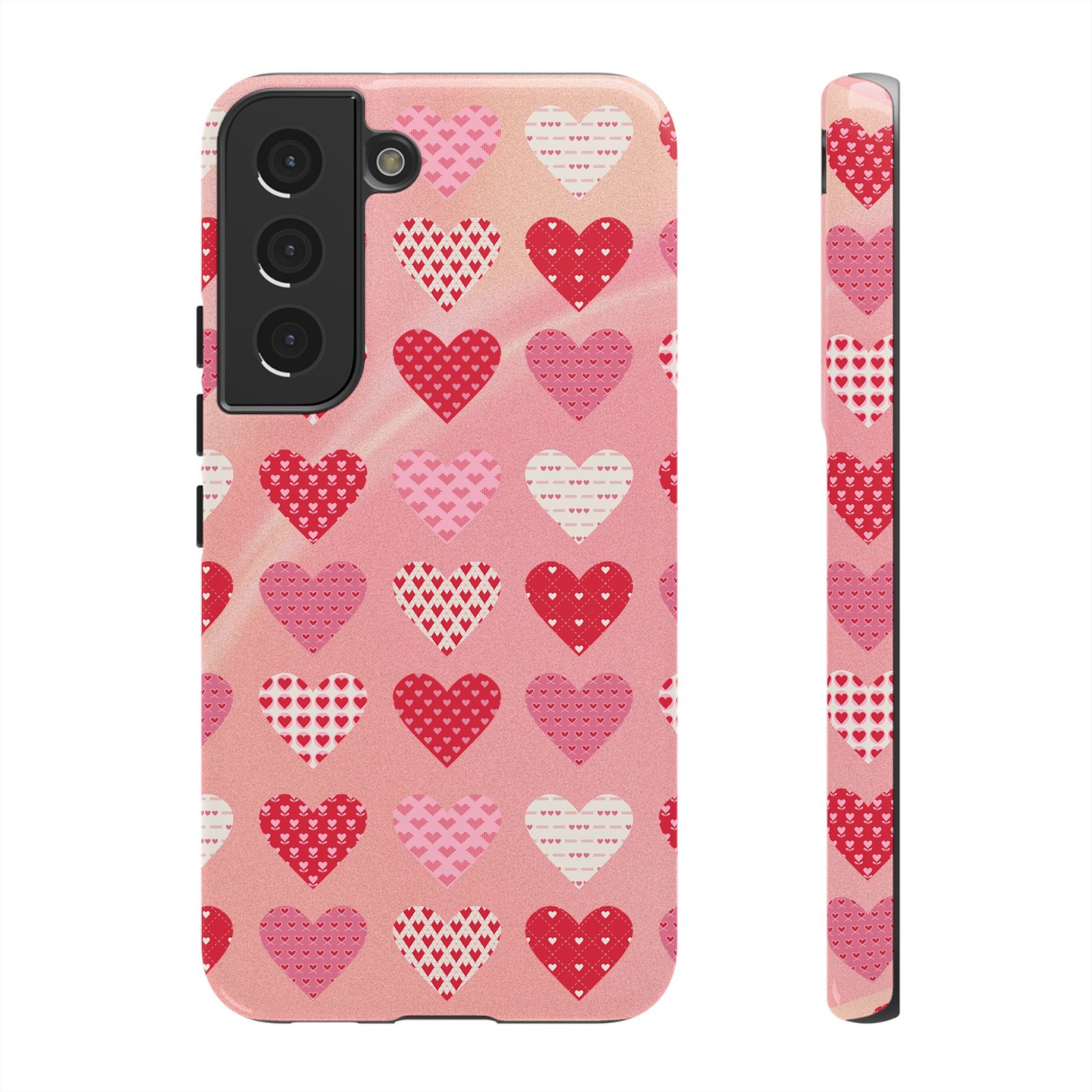 Pink Patterned Hearts phone case | Valentine Heart Phone Case - Image 41