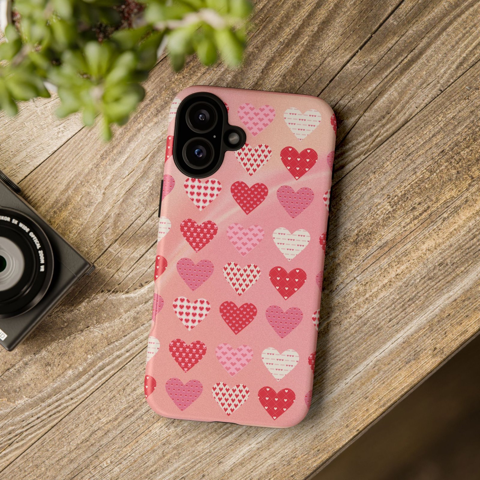 Pink Patterned Hearts phone case | Valentine Heart Phone Case - Image 204