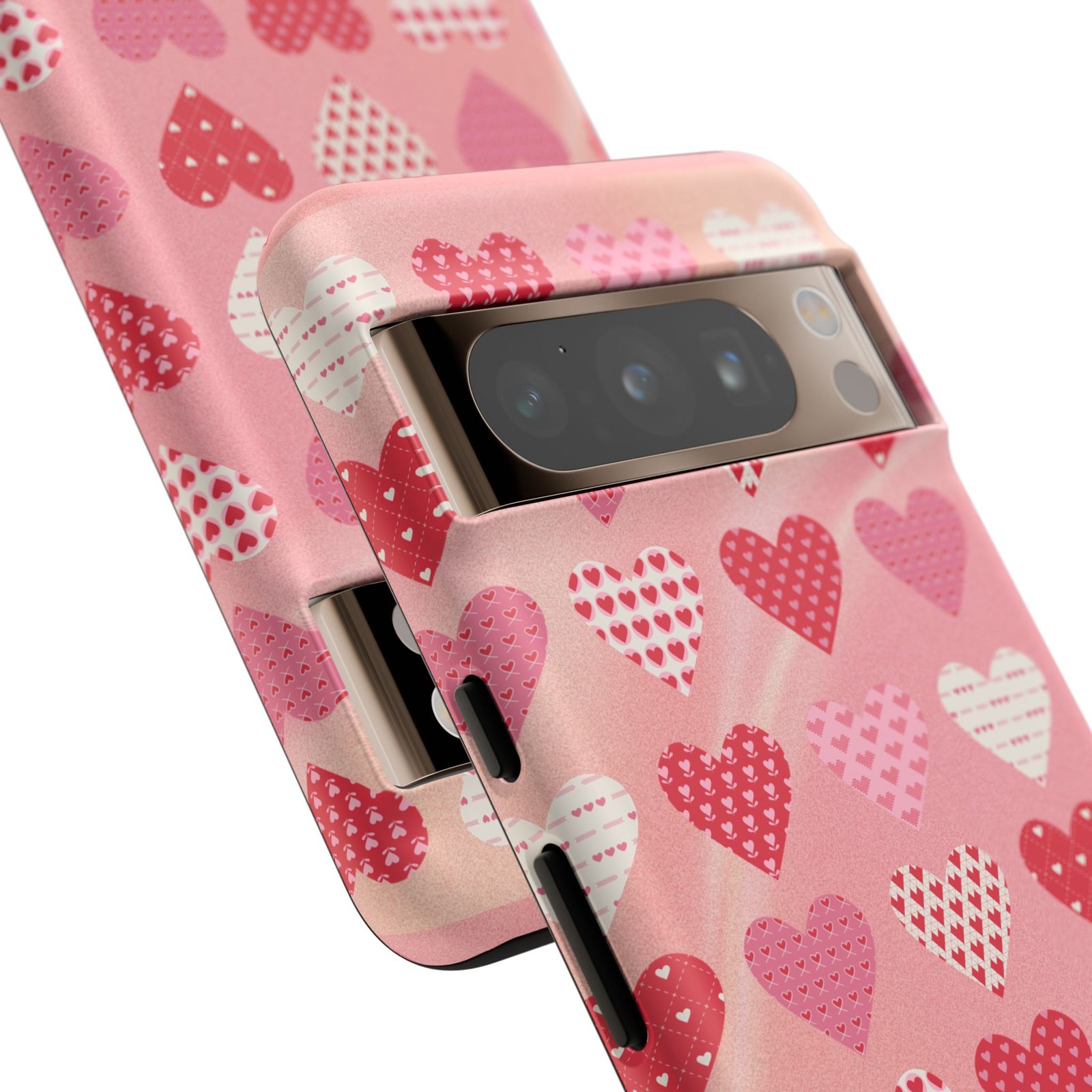 Pink Patterned Hearts phone case | Valentine Heart Phone Case - Image 178