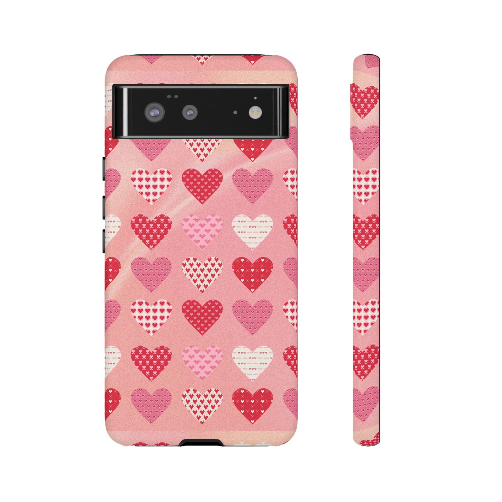 Pink Patterned Hearts phone case | Valentine Heart Phone Case - Image 39