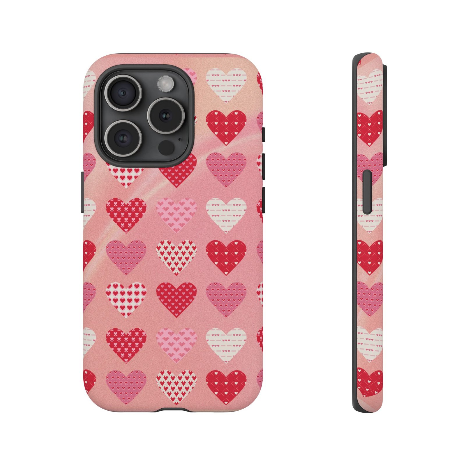 Pink Patterned Hearts phone case | Valentine Heart Phone Case - Image 140