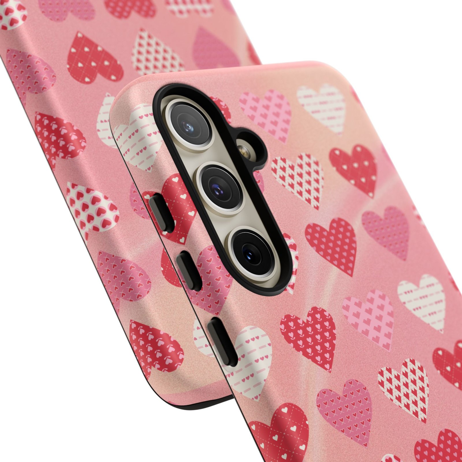 Pink Patterned Hearts phone case | Valentine Heart Phone Case - Image 162