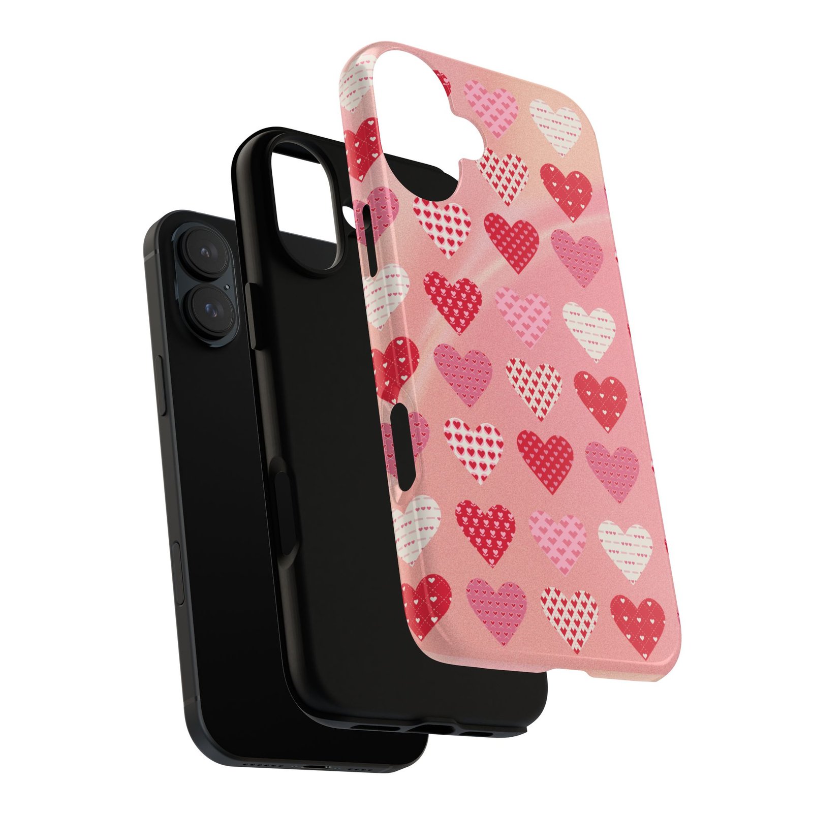 Pink Patterned Hearts phone case | Valentine Heart Phone Case - Image 199
