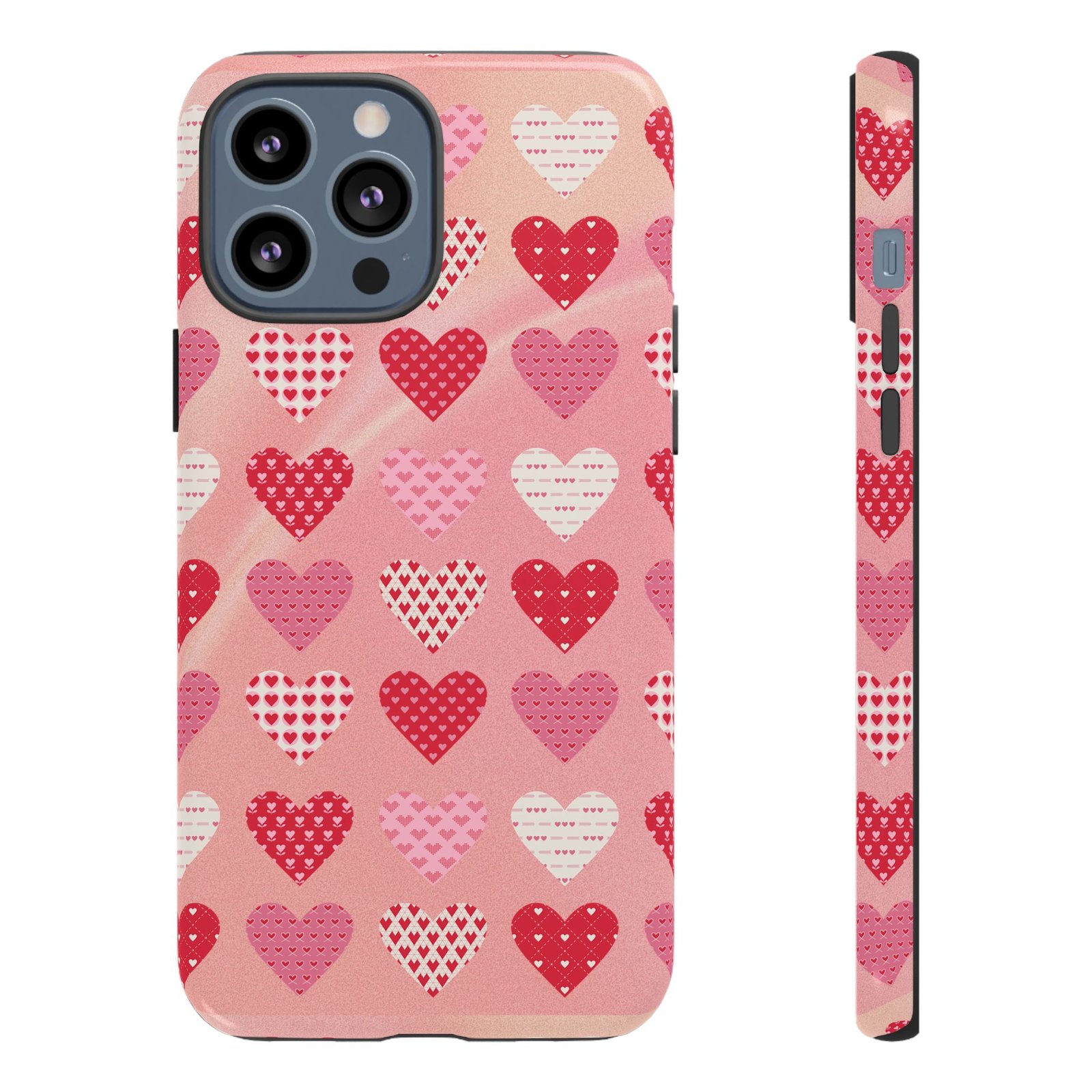 Pink Patterned Hearts phone case | Valentine Heart Phone Case - Image 21