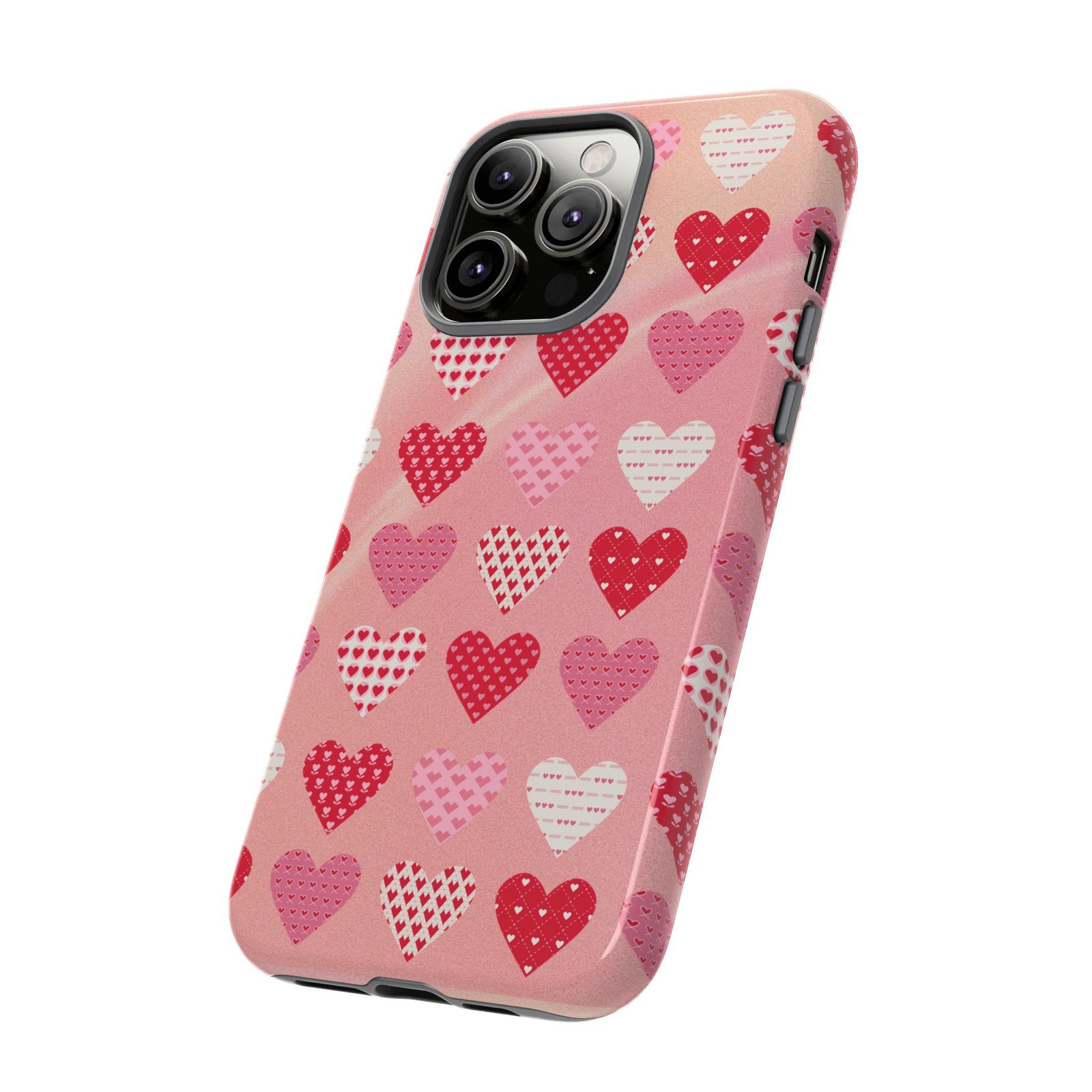 Pink Patterned Hearts phone case | Valentine Heart Phone Case - Image 78