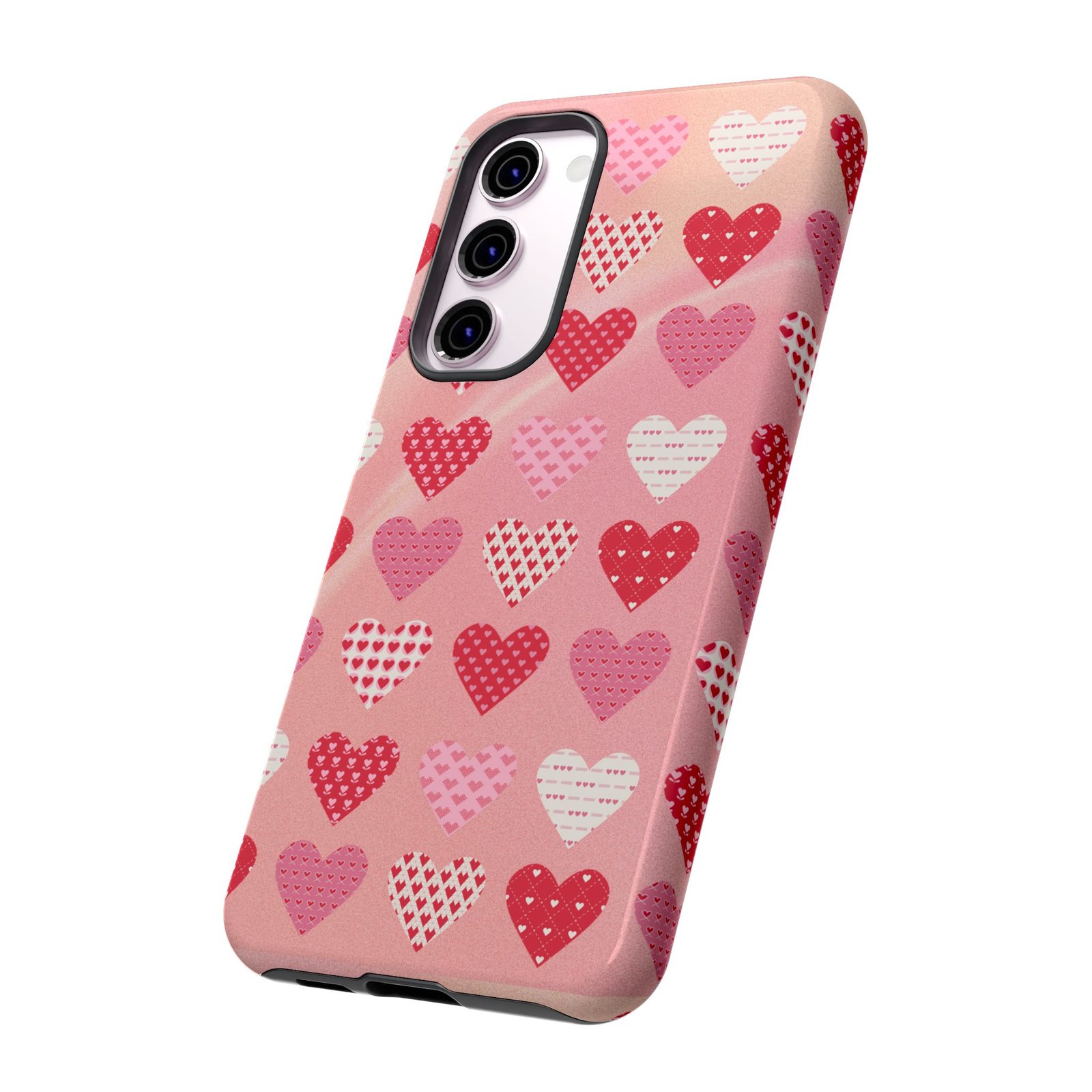 Pink Patterned Hearts phone case | Valentine Heart Phone Case - Image 94