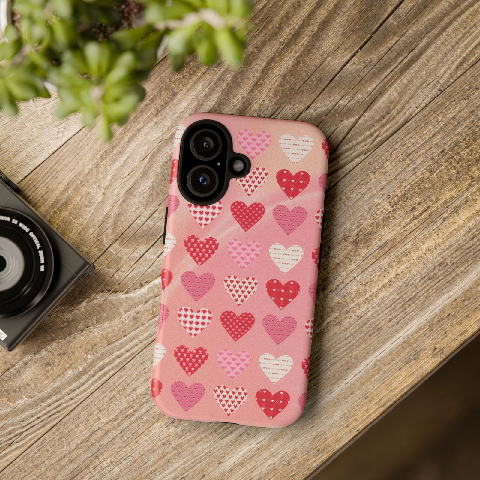 Pink Patterned Hearts phone case | Valentine Heart Phone Case - Image 196