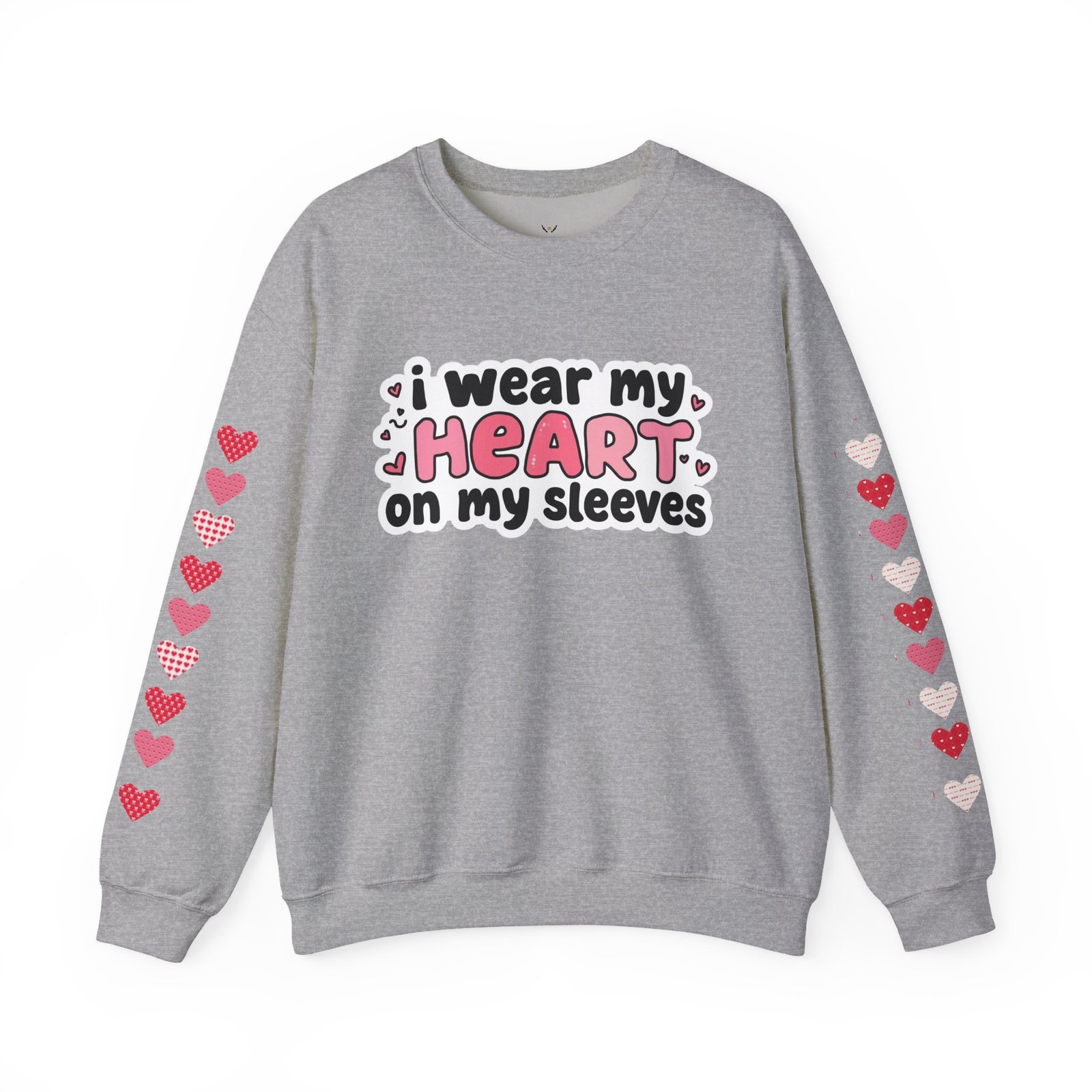 Cute Strong Heart Crewneck Sweatshirt — Kawaii Flexing Heart Graphic - Image 29