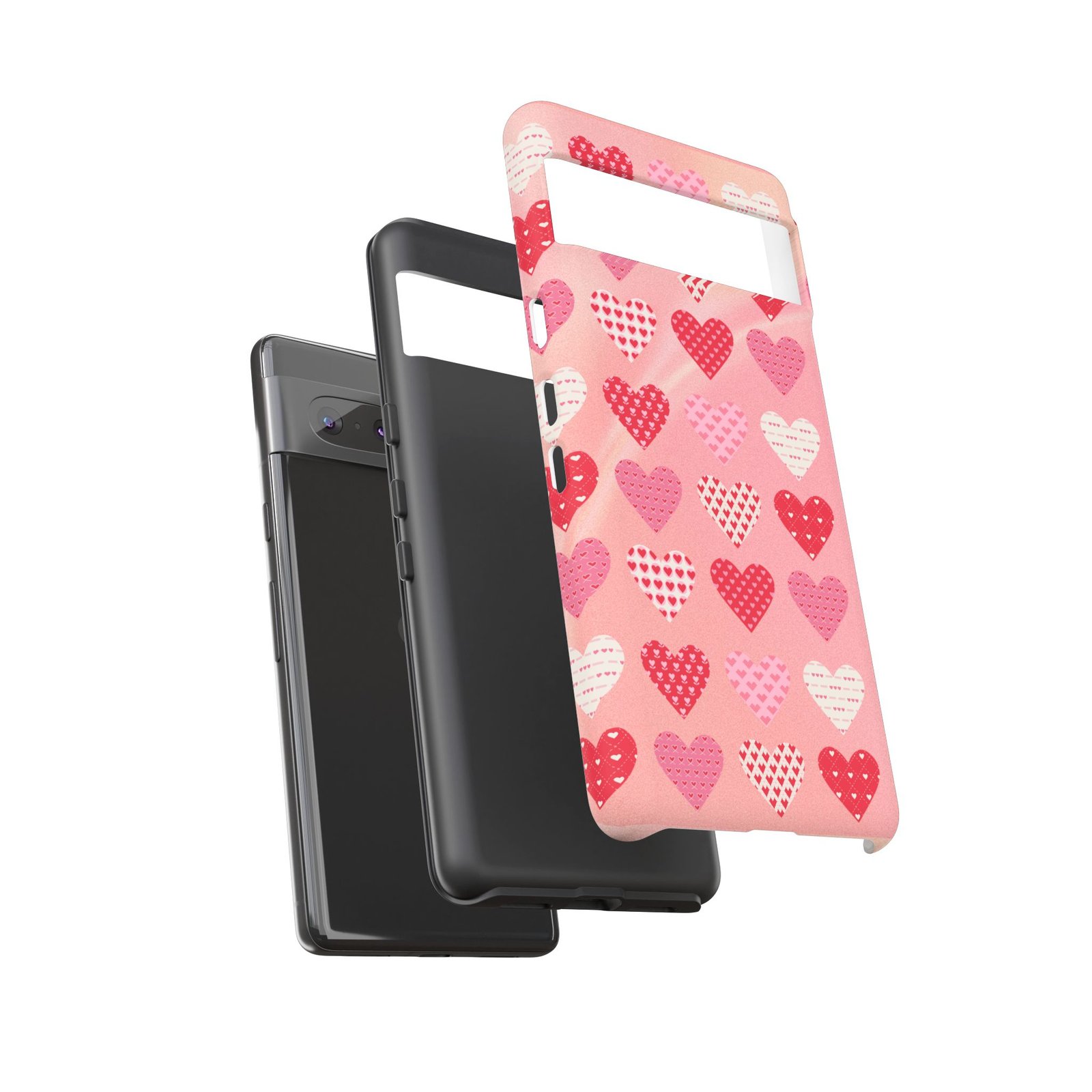 Pink Patterned Hearts phone case | Valentine Heart Phone Case - Image 115