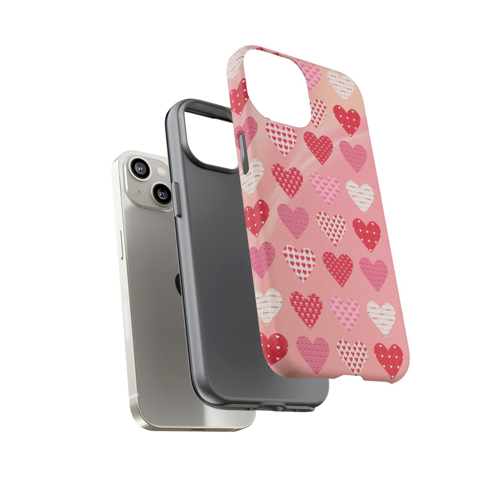 Pink Patterned Hearts phone case | Valentine Heart Phone Case - Image 59