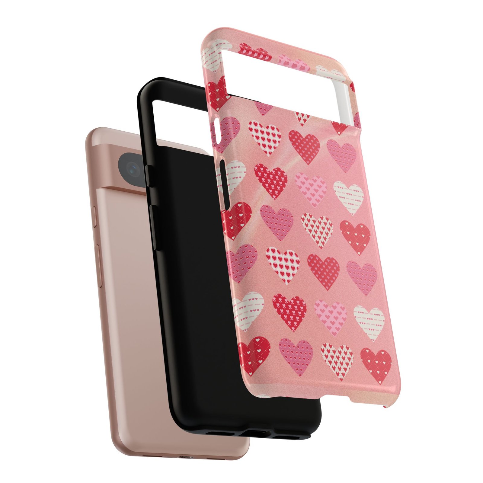 Pink Patterned Hearts phone case | Valentine Heart Phone Case - Image 184