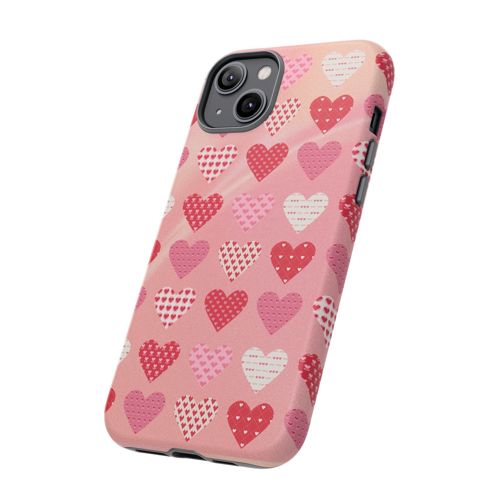Pink Patterned Hearts phone case | Valentine Heart Phone Case - Image 74