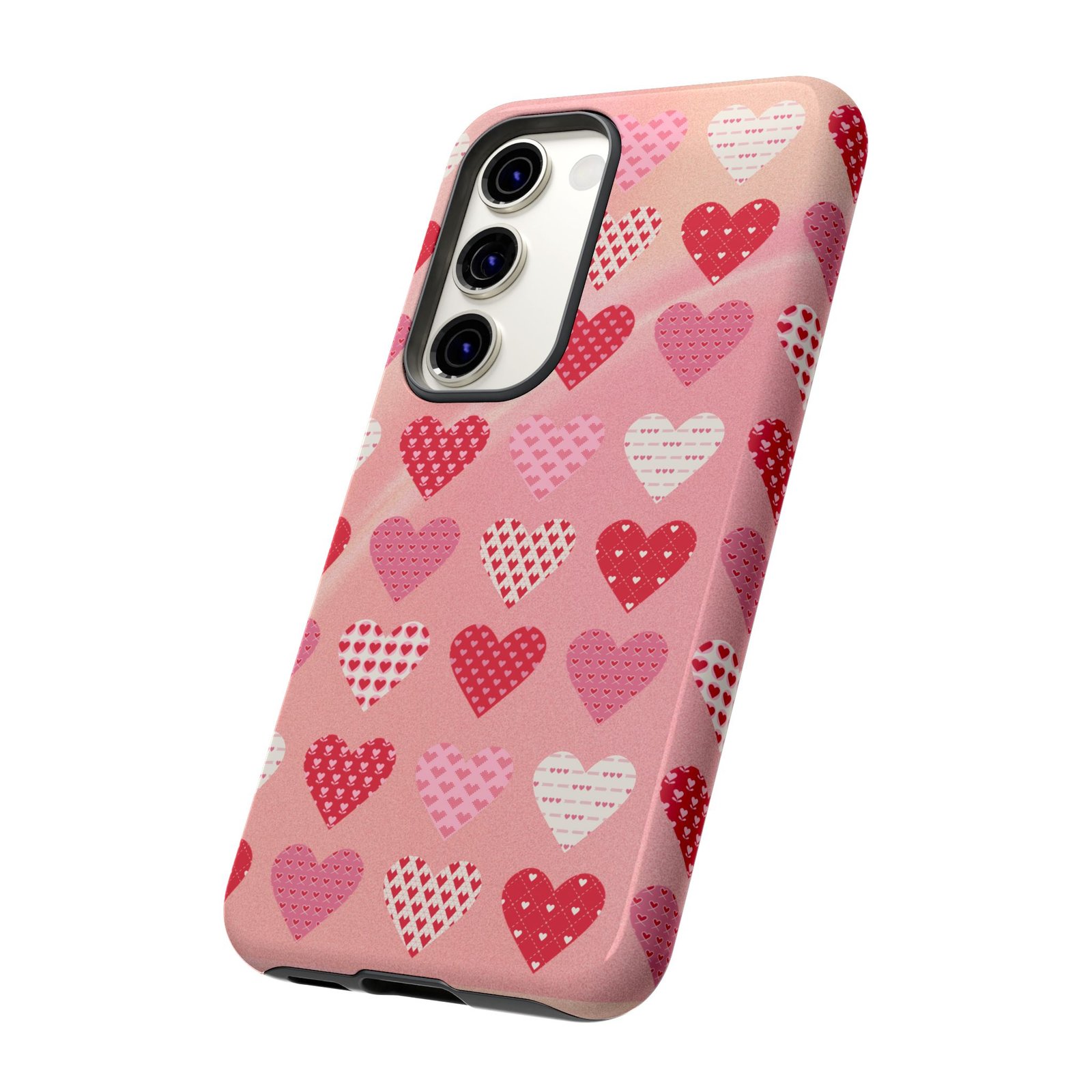 Pink Patterned Hearts phone case | Valentine Heart Phone Case - Image 86
