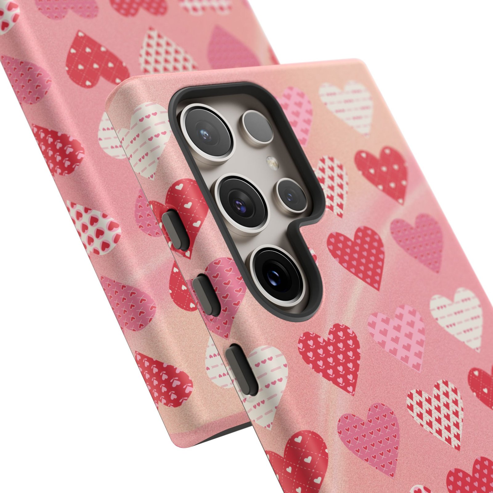 Pink Patterned Hearts phone case | Valentine Heart Phone Case - Image 170