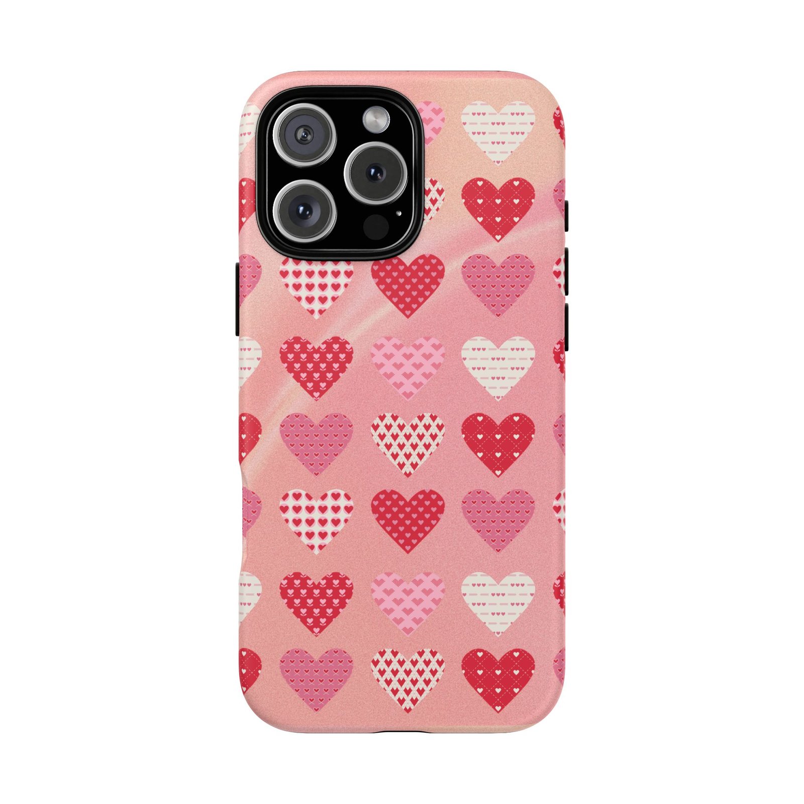 Pink Patterned Hearts phone case | Valentine Heart Phone Case - Image 217