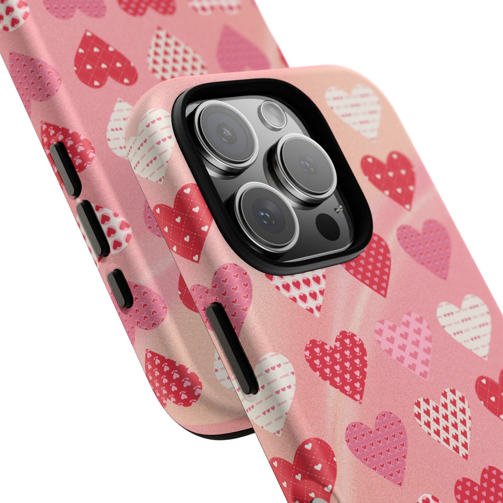 Pink Patterned Hearts phone case | Valentine Heart Phone Case - Image 210