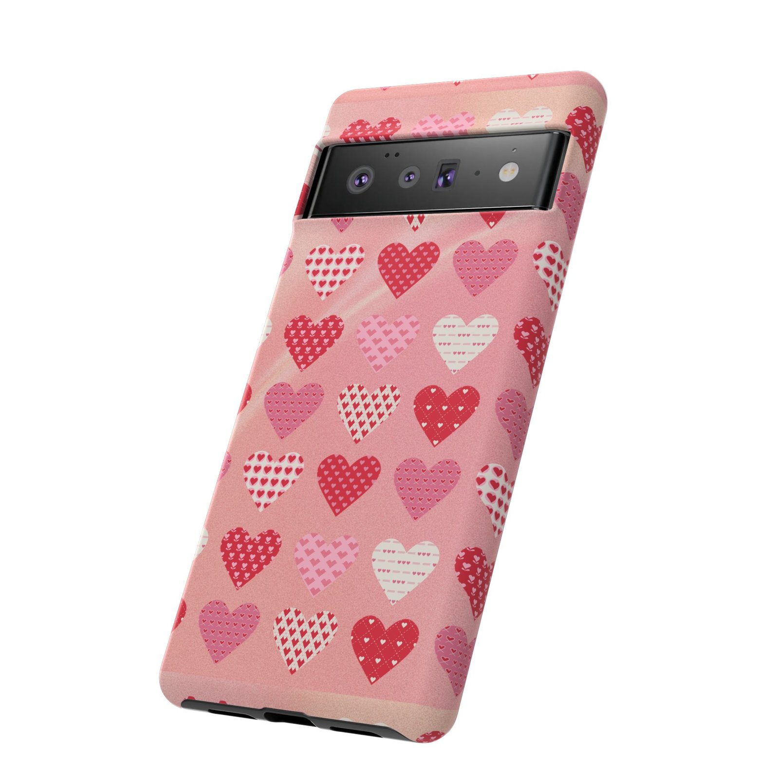Pink Patterned Hearts phone case | Valentine Heart Phone Case - Image 122