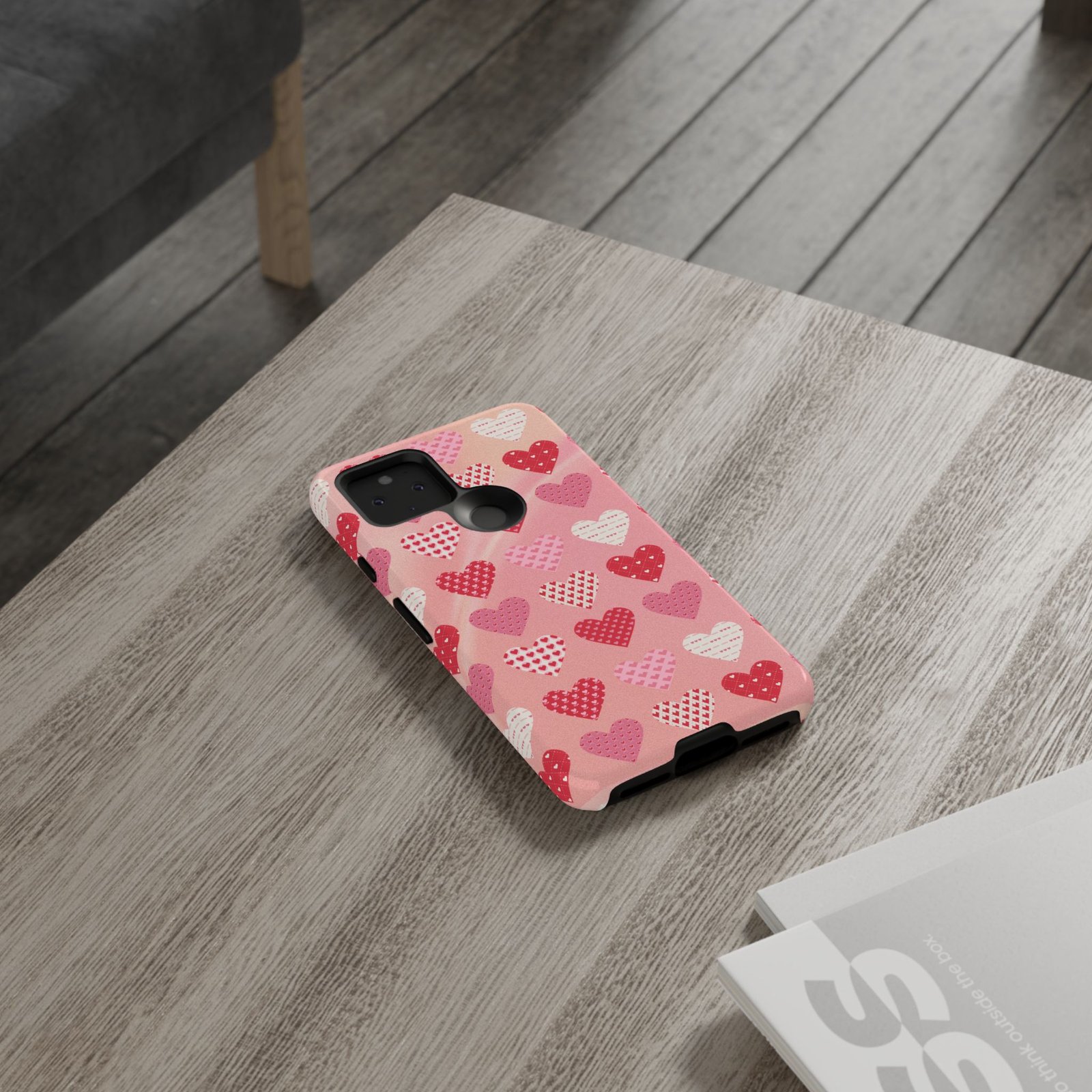 Pink Patterned Hearts phone case | Valentine Heart Phone Case - Image 34