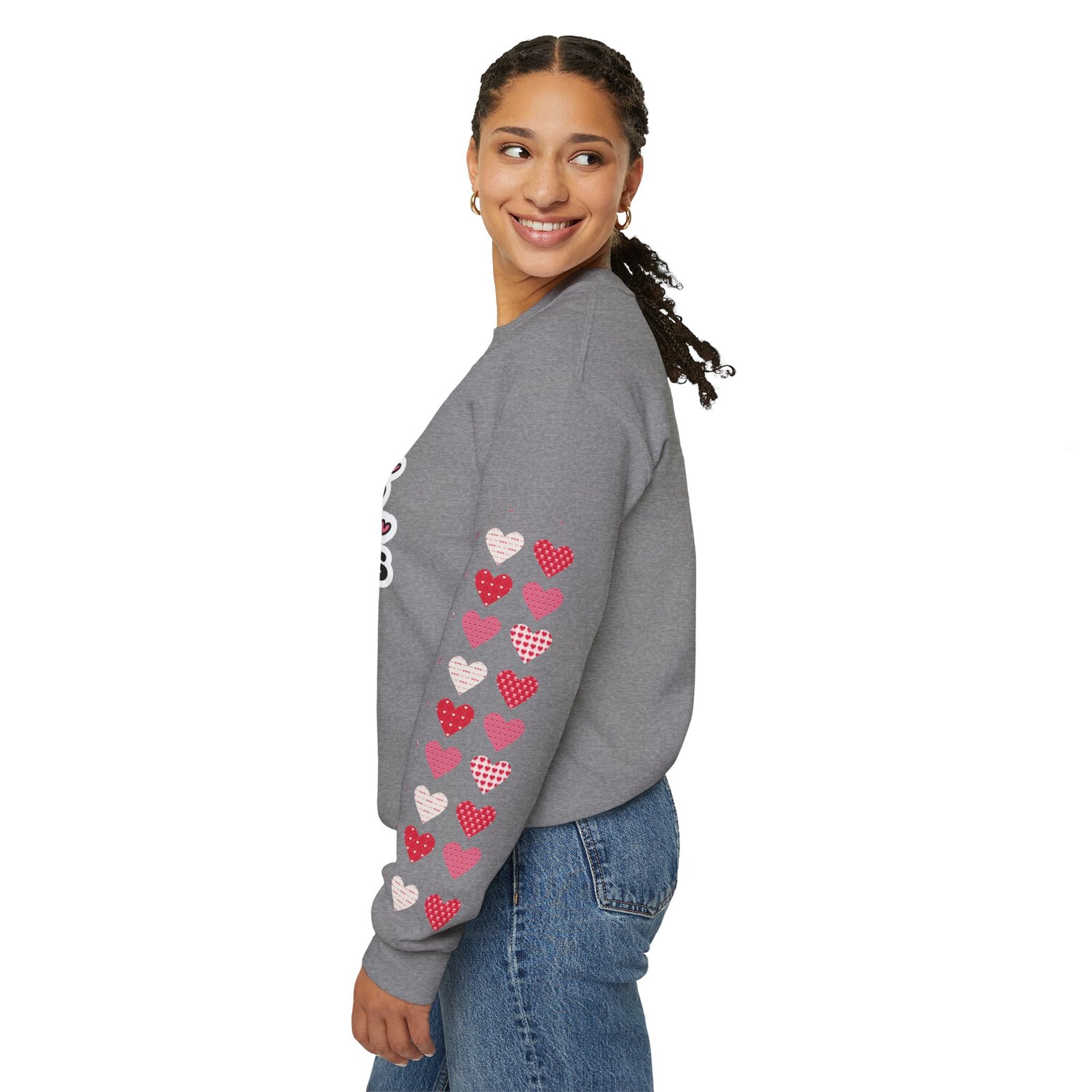 Cute Strong Heart Crewneck Sweatshirt — Kawaii Flexing Heart Graphic - Image 41