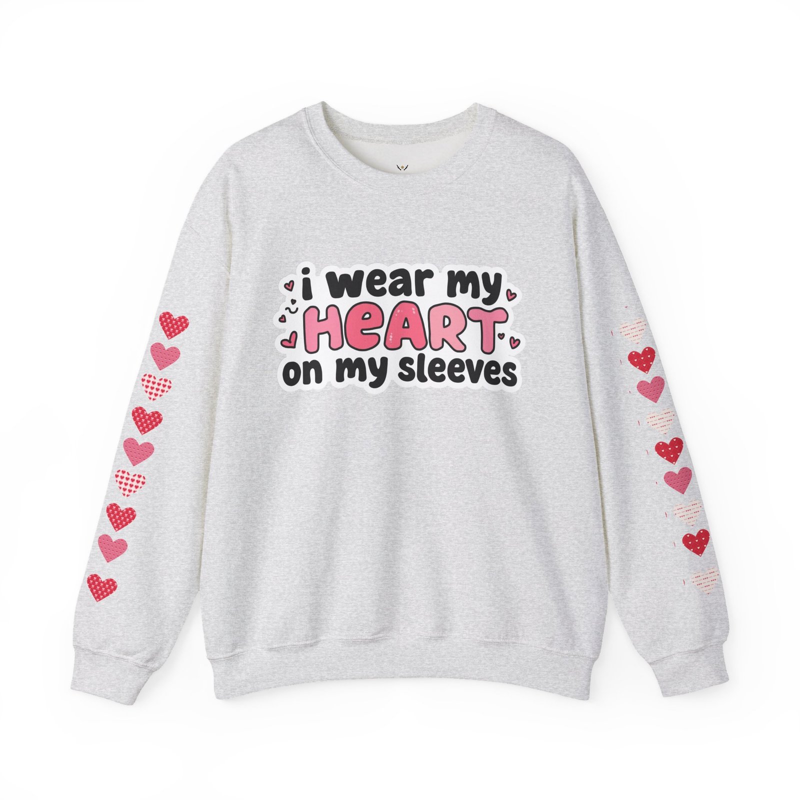 Cute Strong Heart Crewneck Sweatshirt — Kawaii Flexing Heart Graphic - Image 15