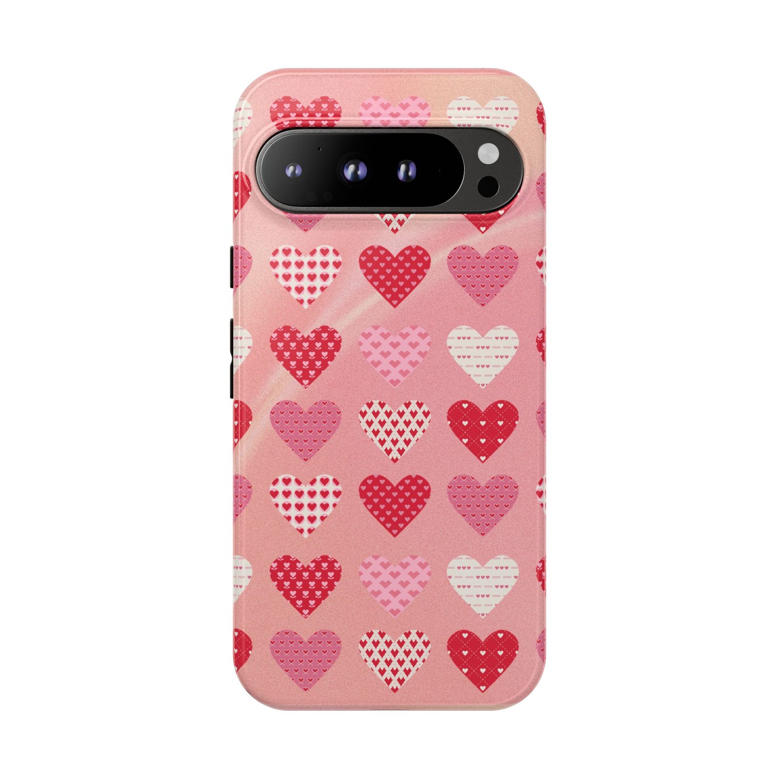 Pink Patterned Hearts phone case | Valentine Heart Phone Case - Image 233