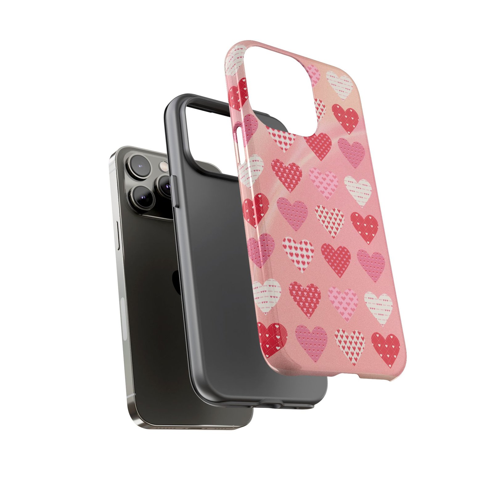 Pink Patterned Hearts phone case | Valentine Heart Phone Case - Image 79