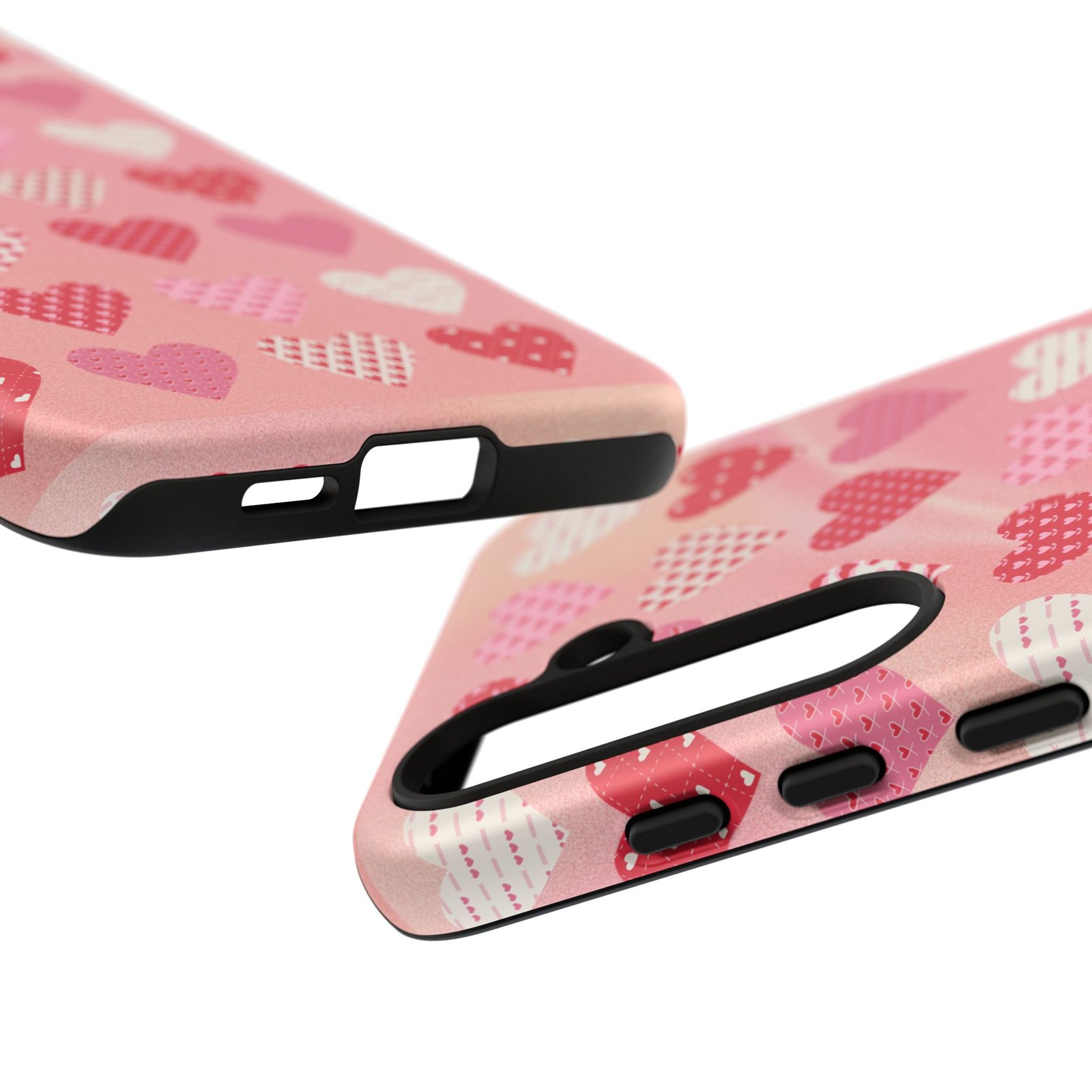 Pink Patterned Hearts phone case | Valentine Heart Phone Case - Image 163