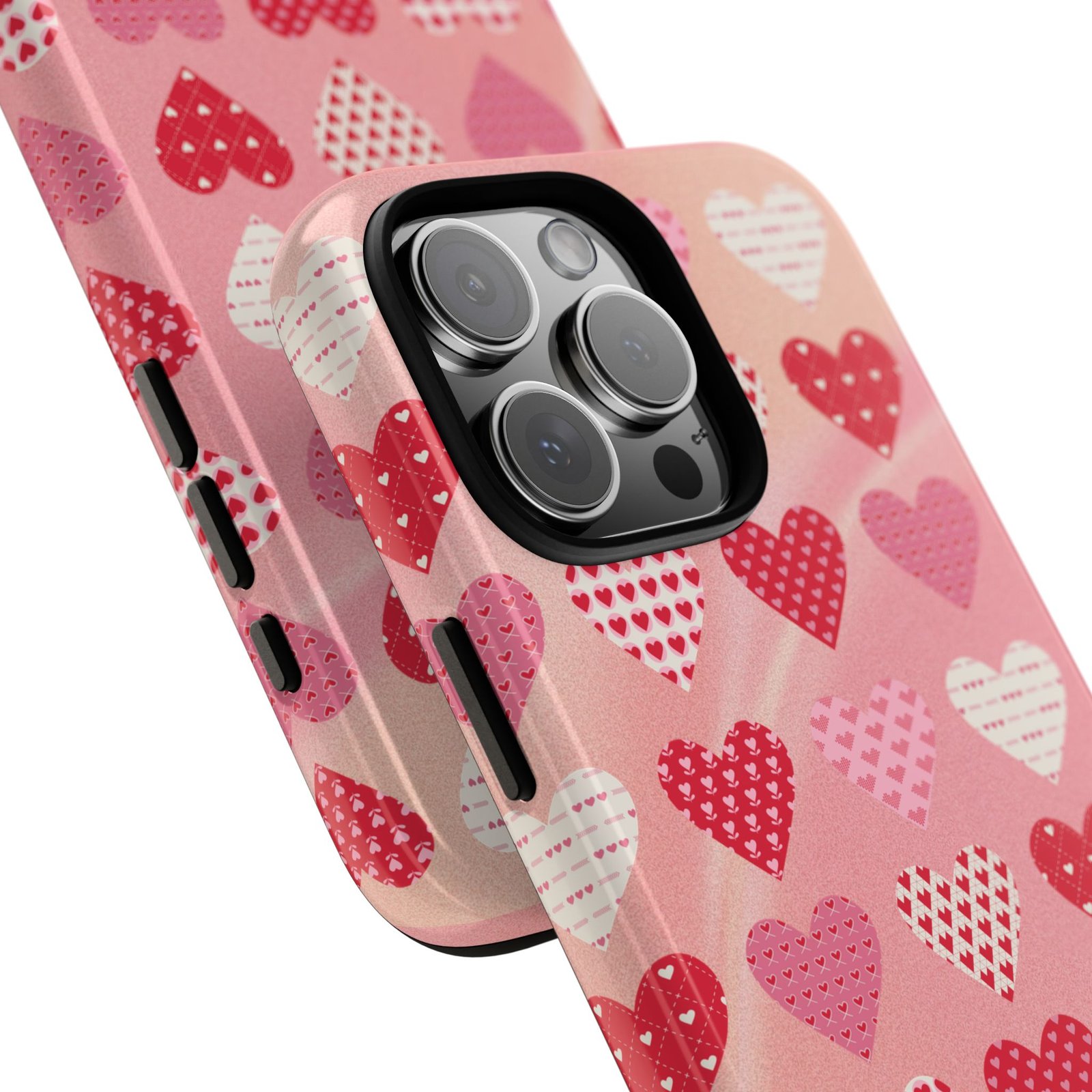 Pink Patterned Hearts phone case | Valentine Heart Phone Case - Image 214