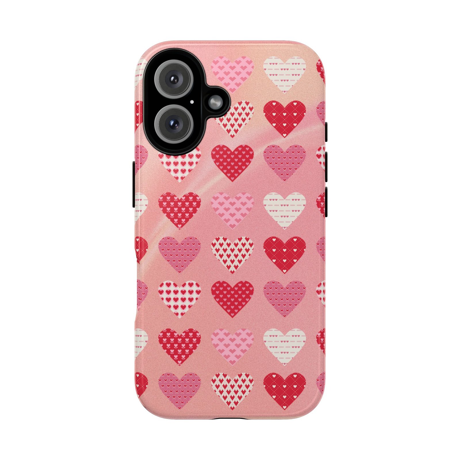 Pink Patterned Hearts phone case | Valentine Heart Phone Case - Image 189
