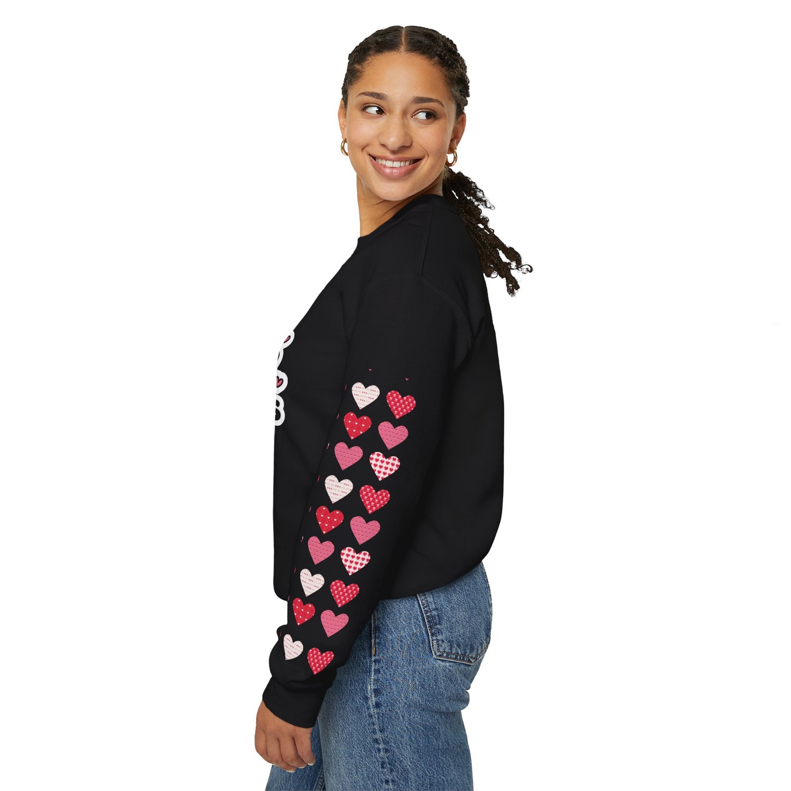 Cute Strong Heart Crewneck Sweatshirt — Kawaii Flexing Heart Graphic - Image 27