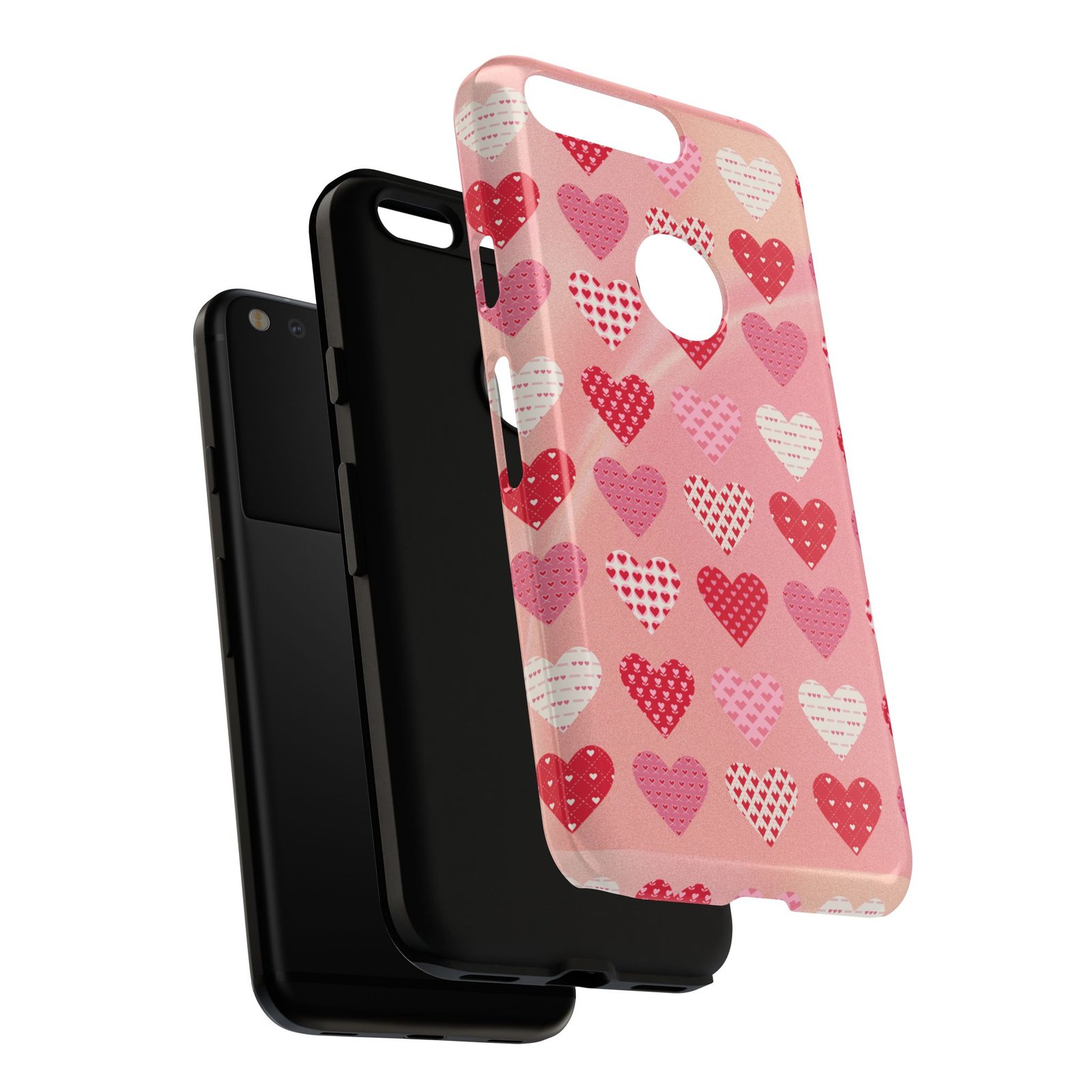 Pink Patterned Hearts phone case | Valentine Heart Phone Case - Image 241