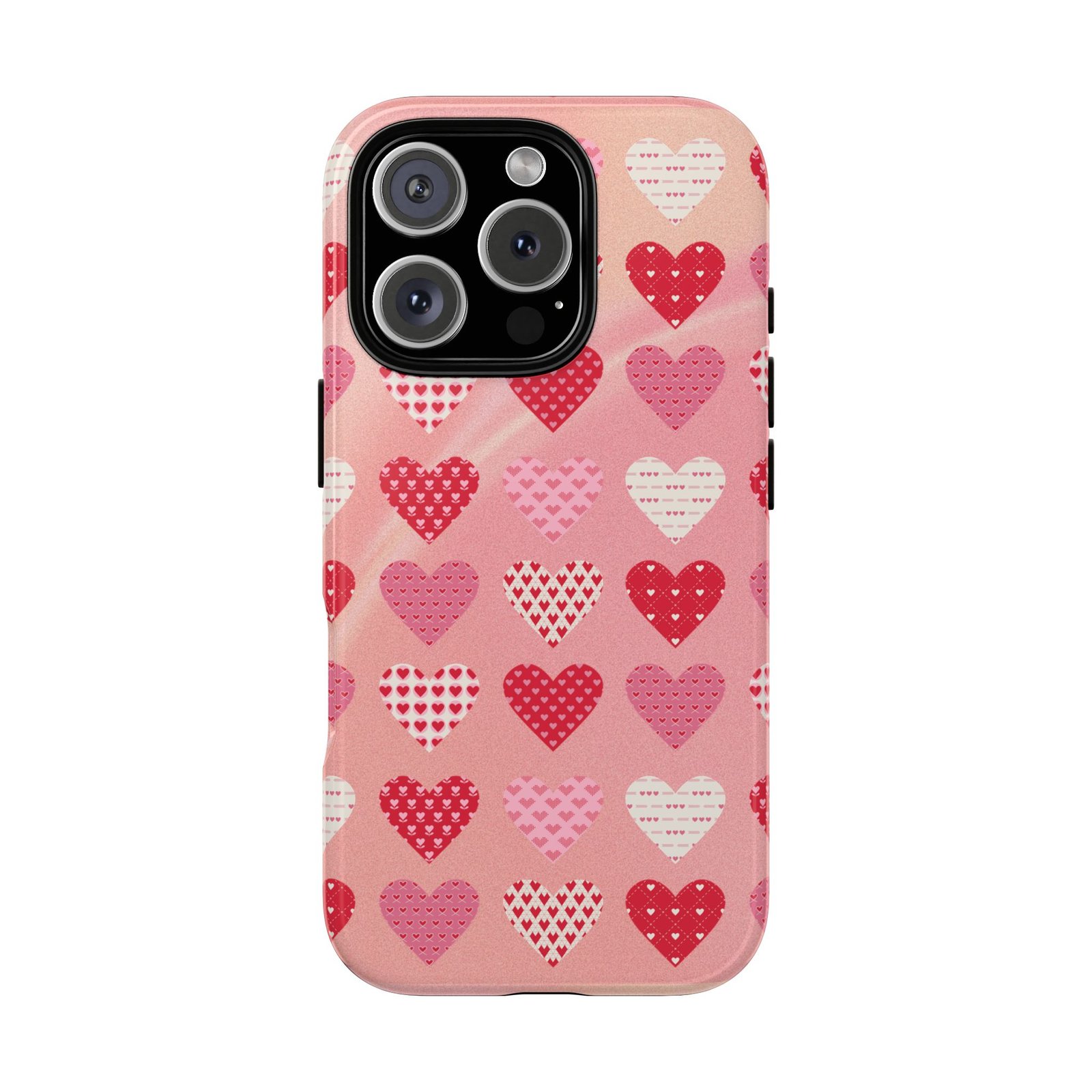 Pink Patterned Hearts phone case | Valentine Heart Phone Case - Image 205