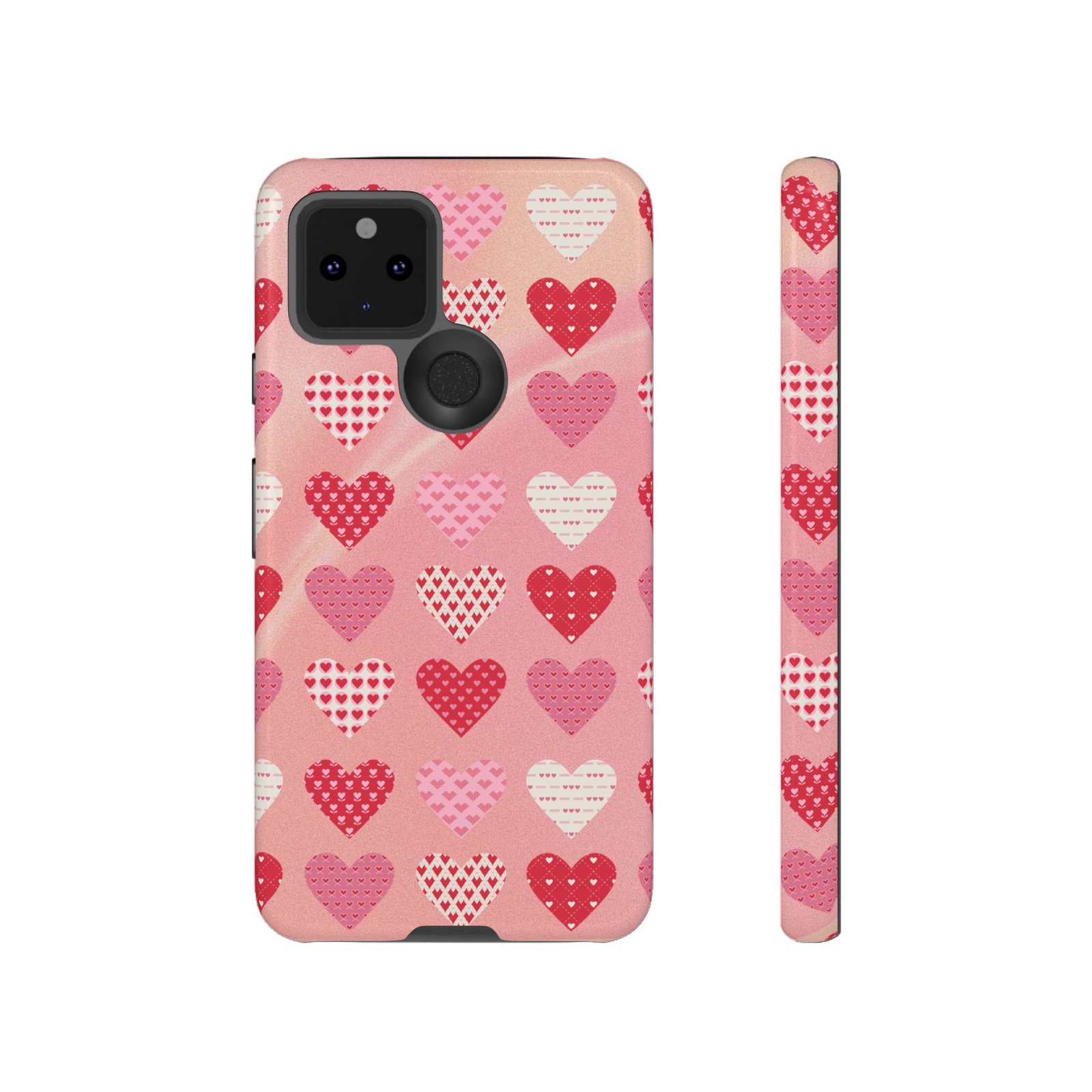 Pink Patterned Hearts phone case | Valentine Heart Phone Case - Image 33
