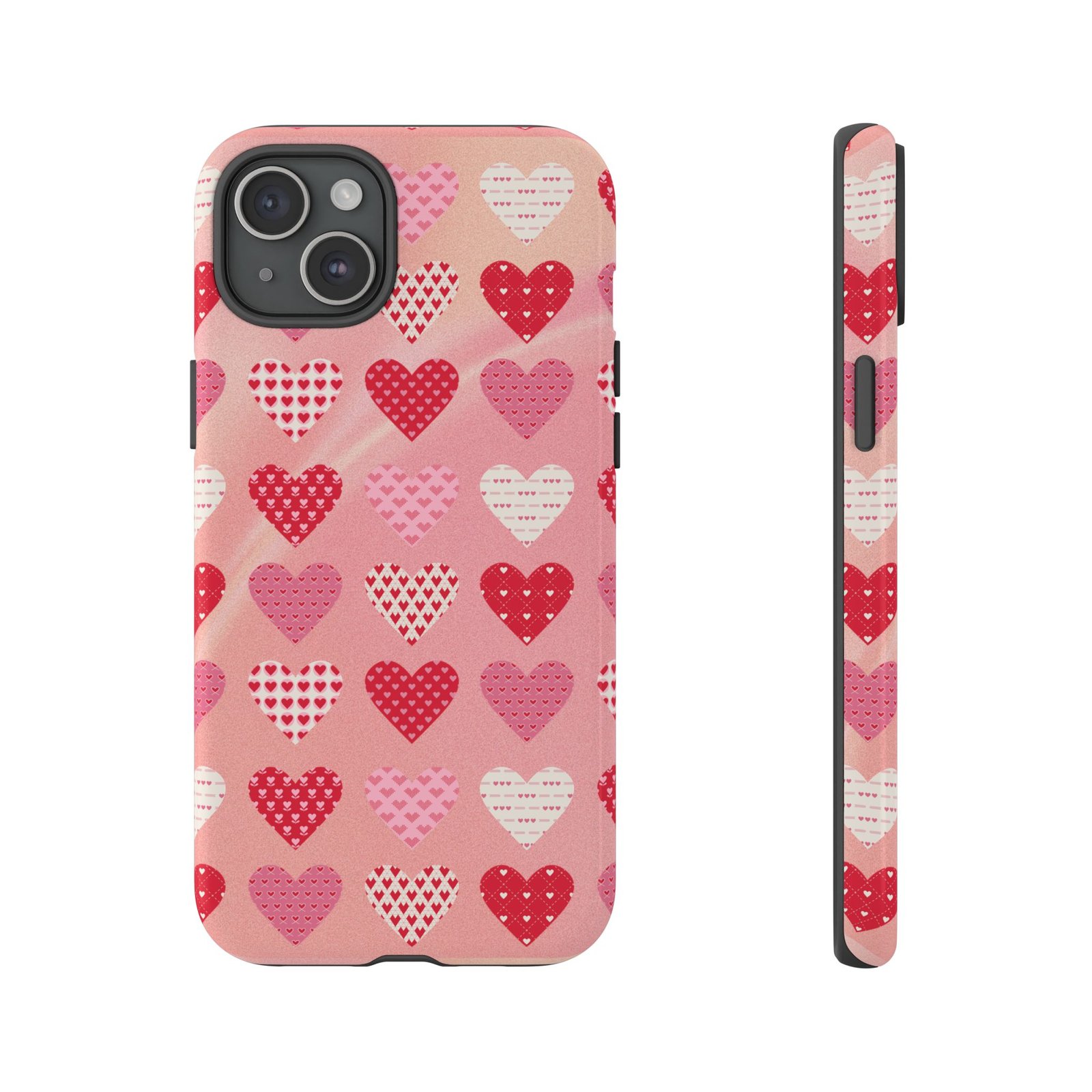 Pink Patterned Hearts phone case | Valentine Heart Phone Case - Image 131