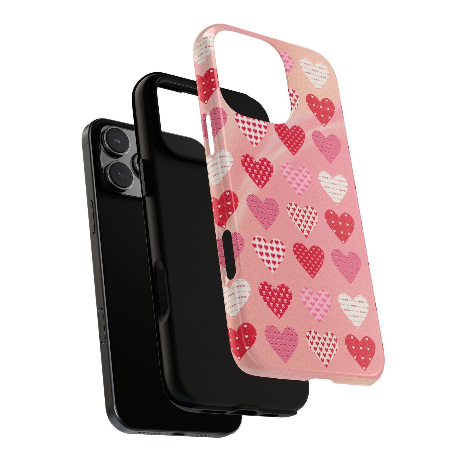 Pink Patterned Hearts phone case | Valentine Heart Phone Case - Image 215