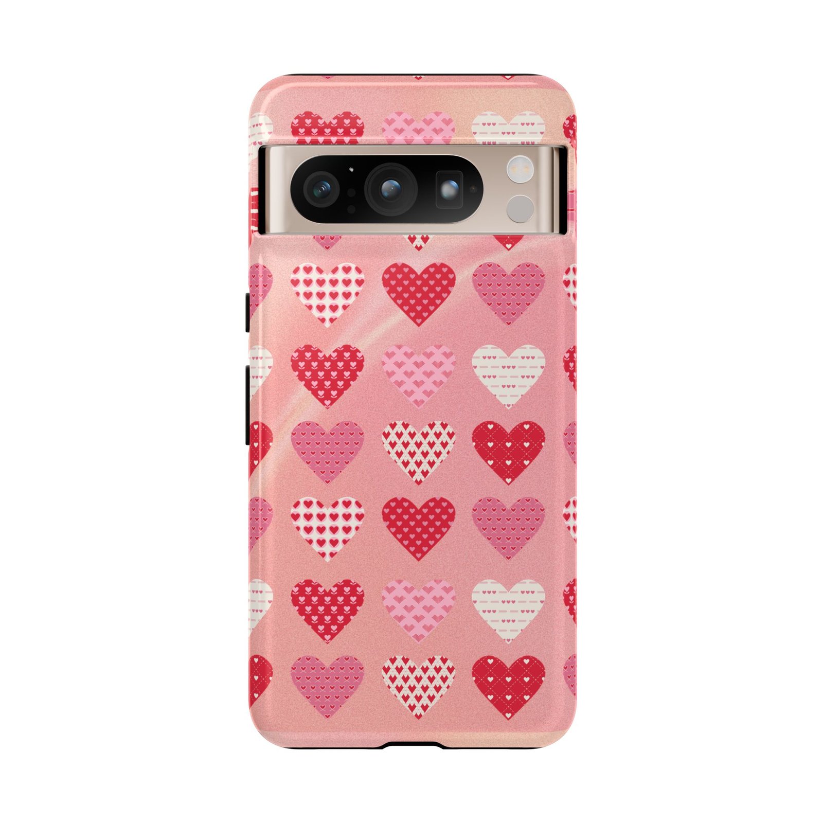 Pink Patterned Hearts phone case | Valentine Heart Phone Case - Image 173
