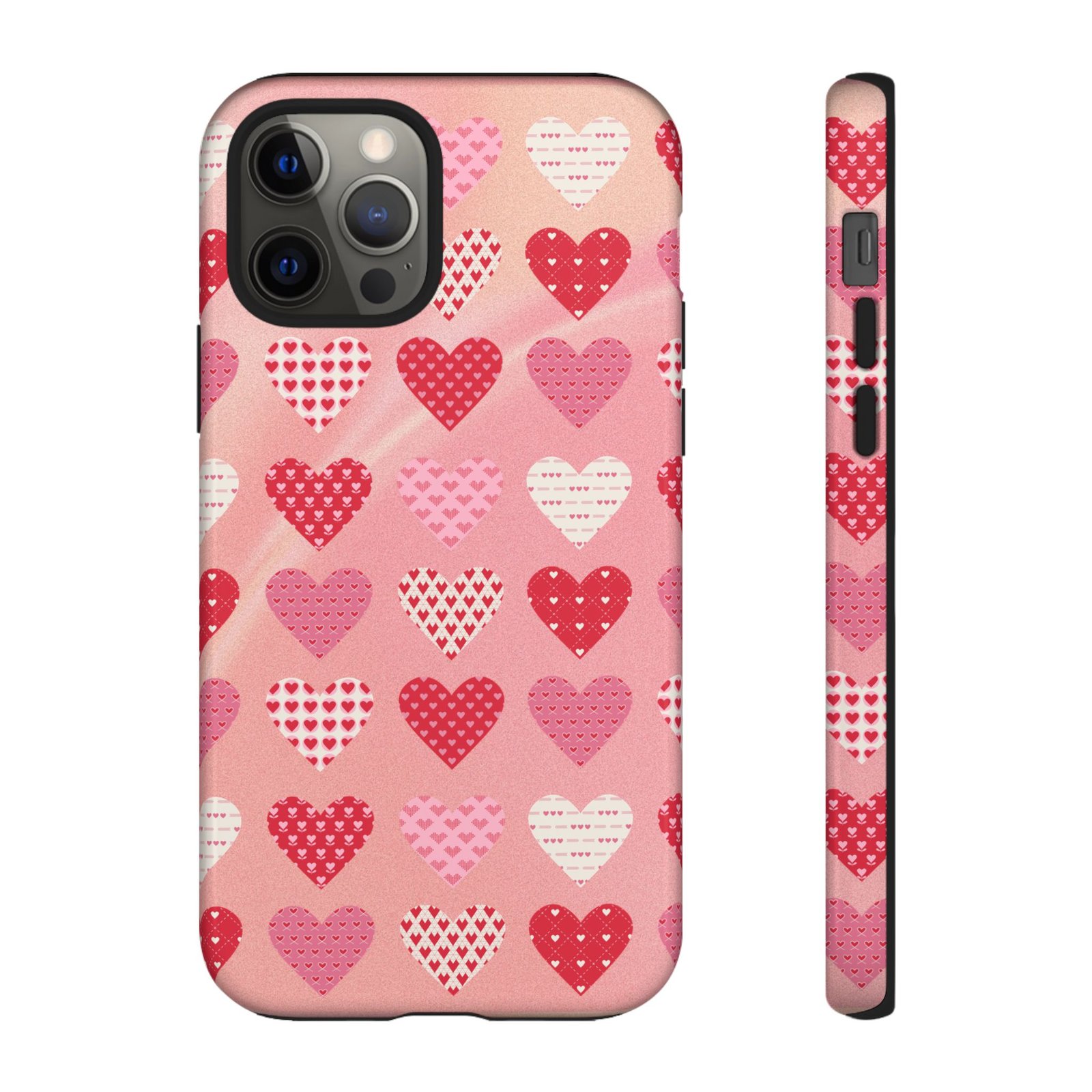 Pink Patterned Hearts phone case | Valentine Heart Phone Case - Image 5