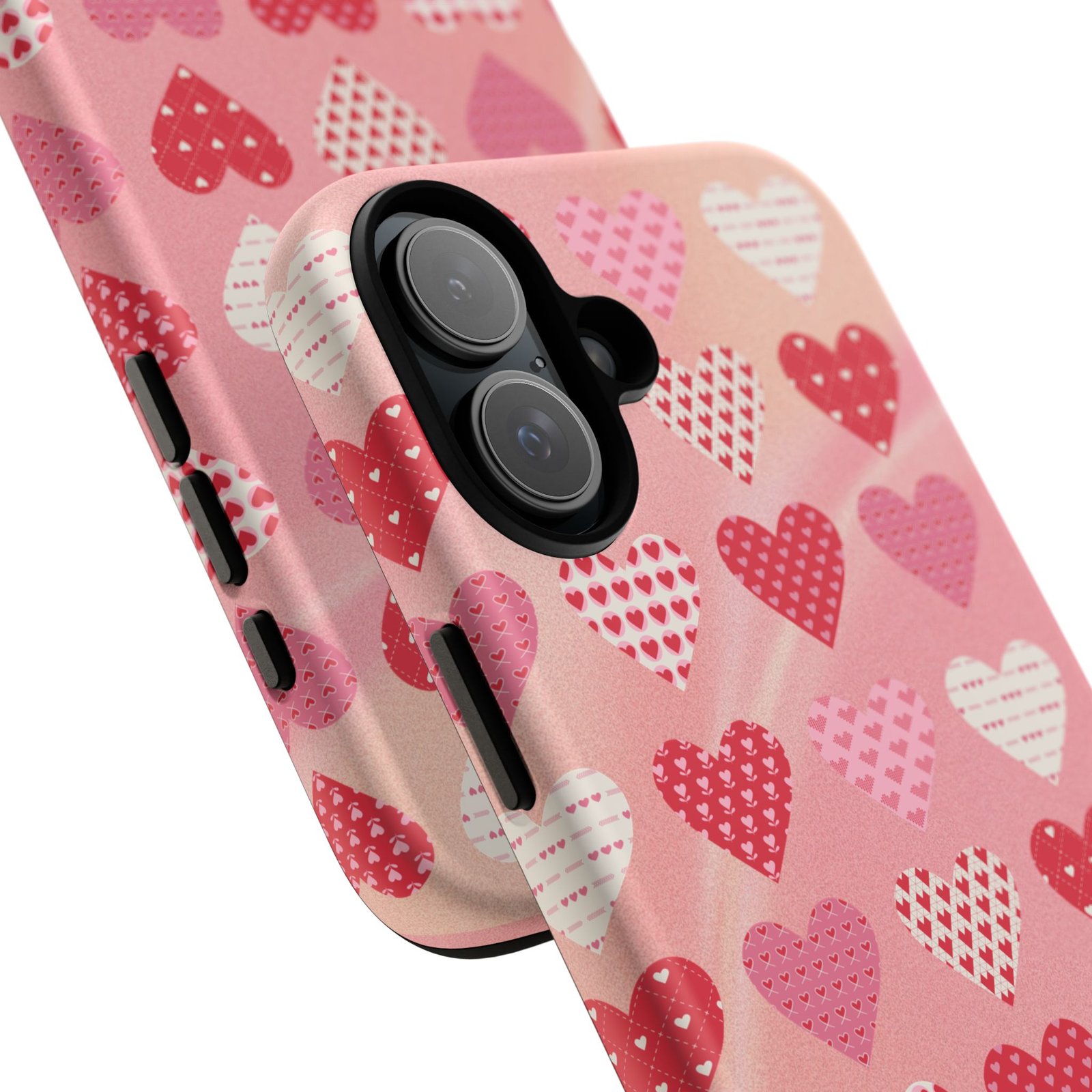 Pink Patterned Hearts phone case | Valentine Heart Phone Case - Image 202