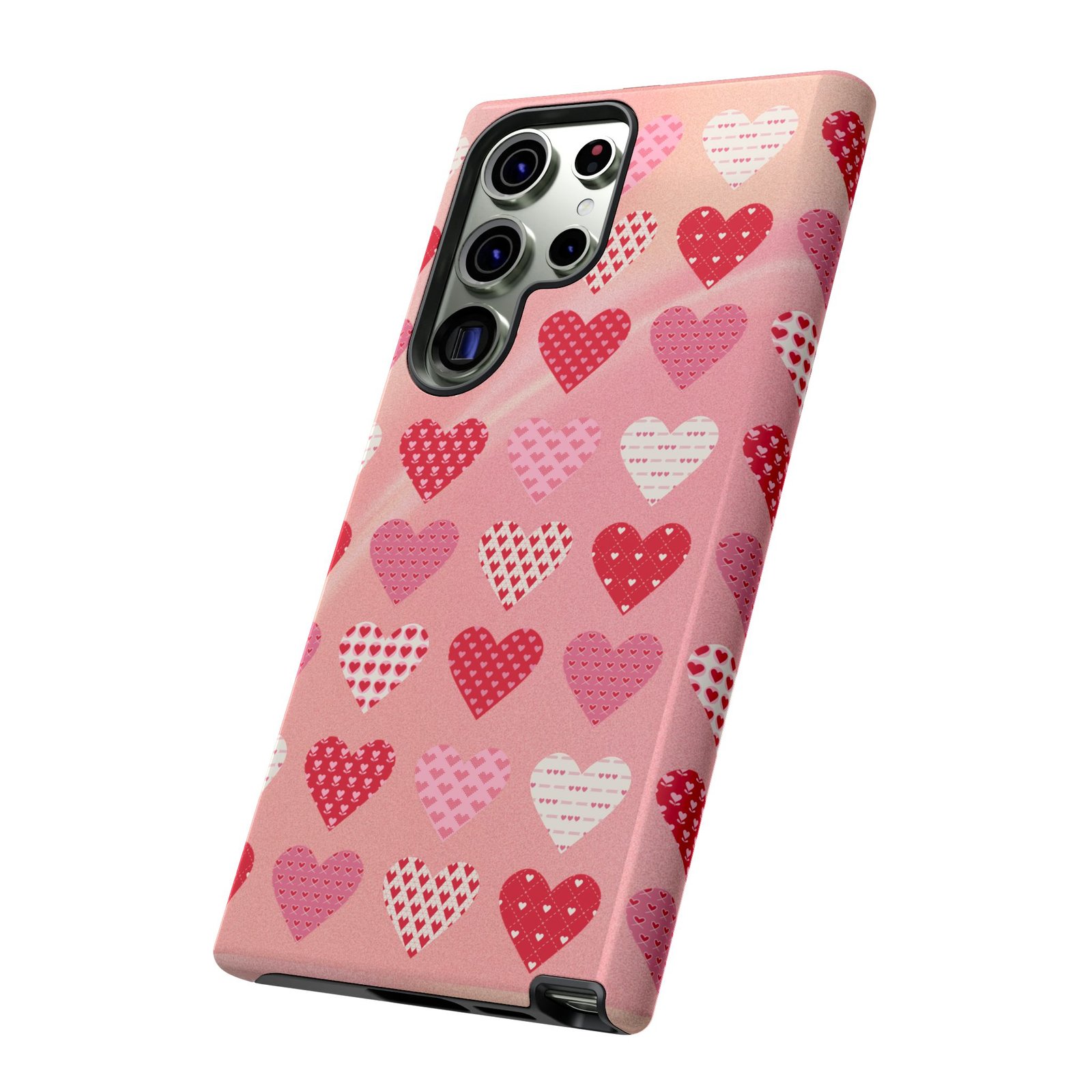 Pink Patterned Hearts phone case | Valentine Heart Phone Case - Image 102
