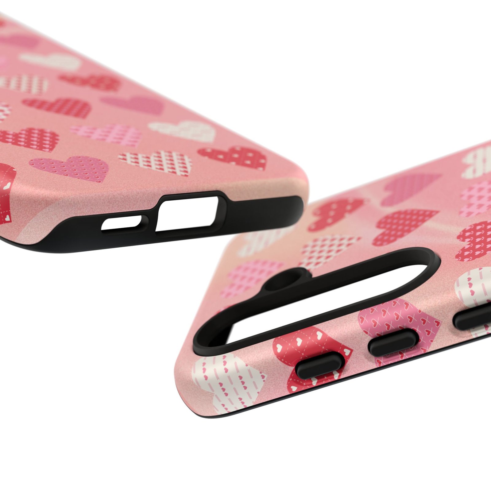 Pink Patterned Hearts phone case | Valentine Heart Phone Case - Image 155