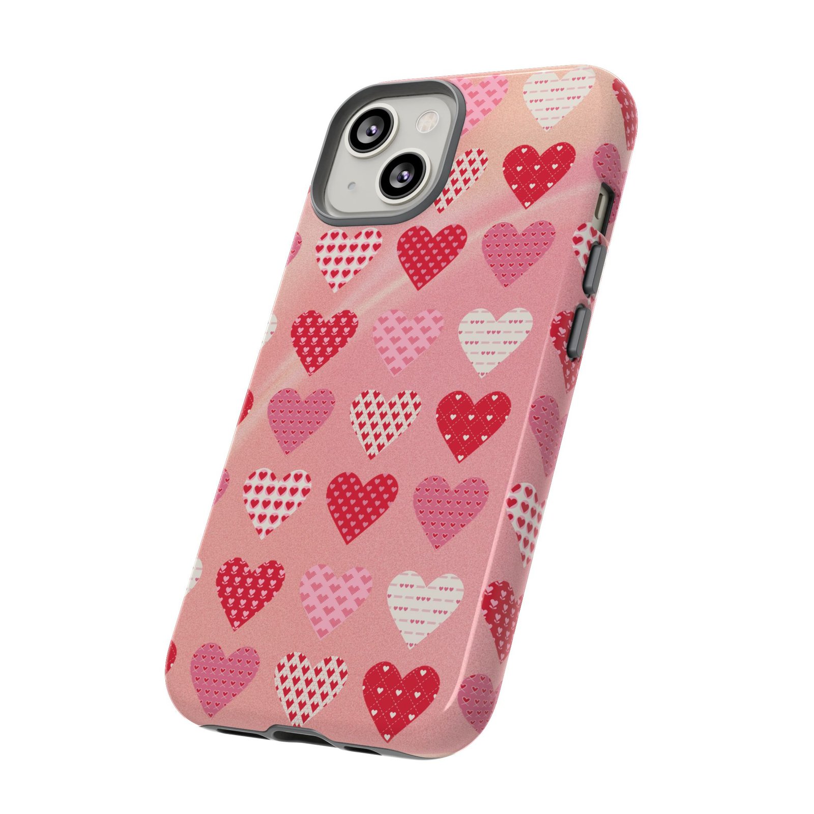 Pink Patterned Hearts phone case | Valentine Heart Phone Case - Image 54