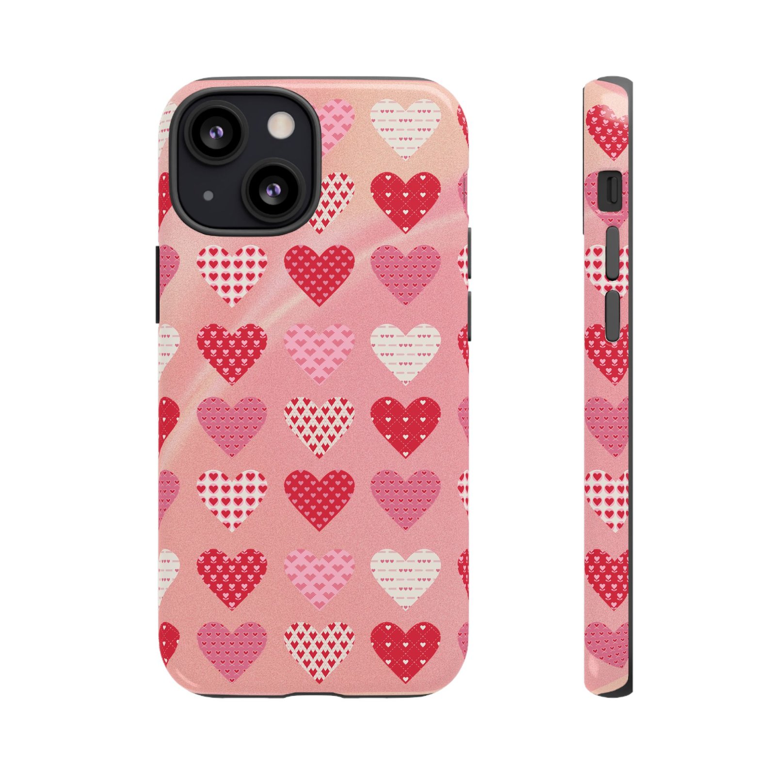 Pink Patterned Hearts phone case | Valentine Heart Phone Case - Image 13