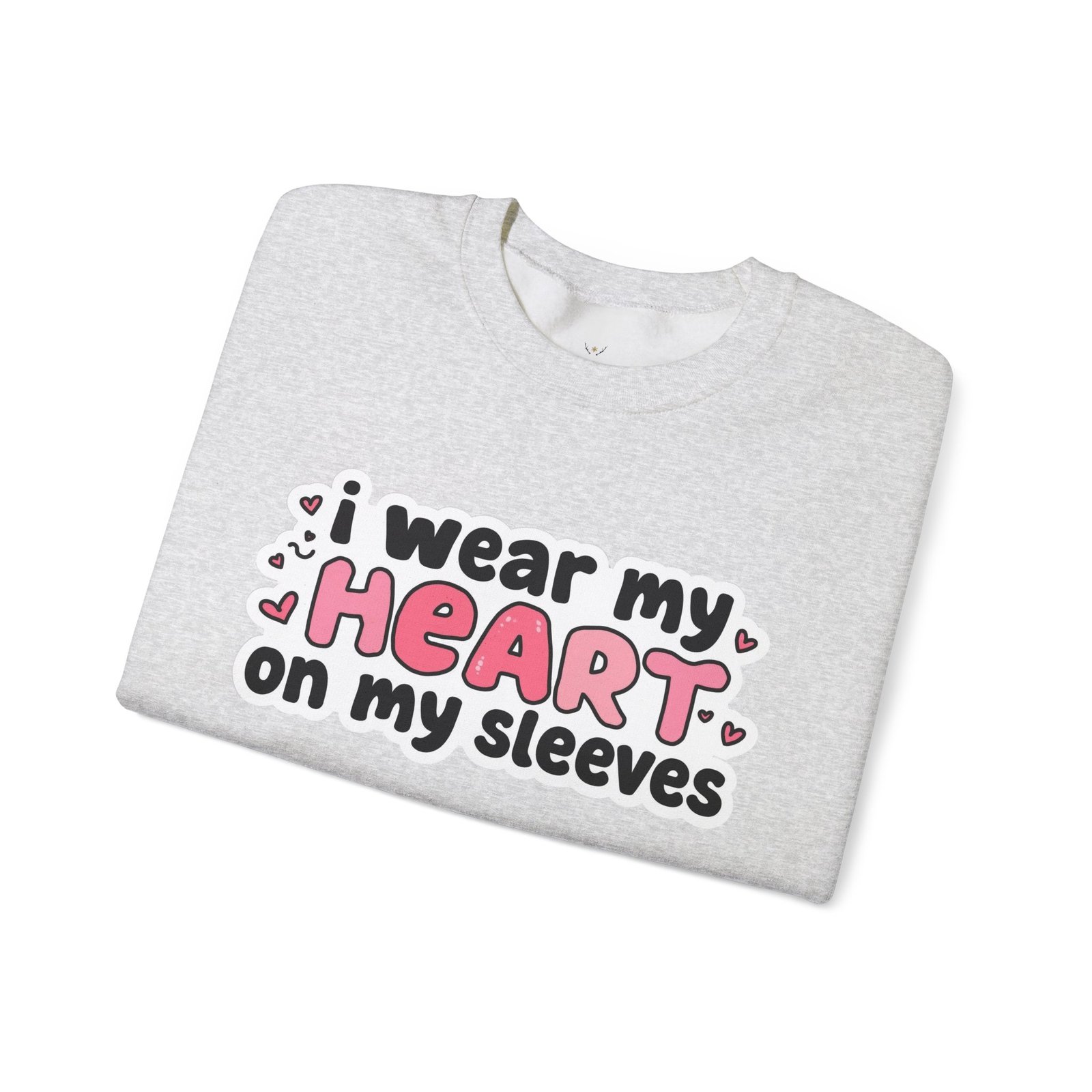 Cute Strong Heart Crewneck Sweatshirt — Kawaii Flexing Heart Graphic - Image 14