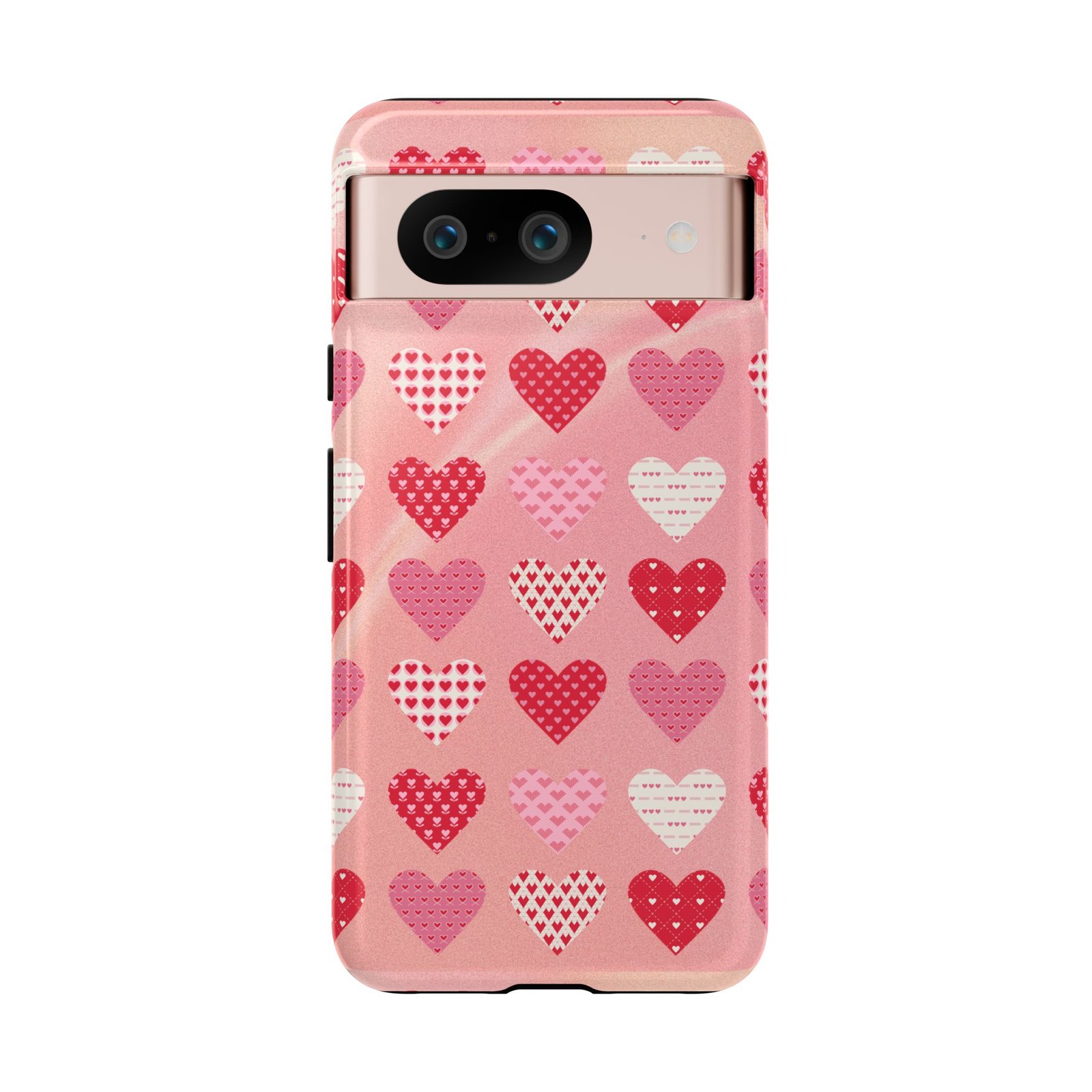 Pink Patterned Hearts phone case | Valentine Heart Phone Case - Image 181