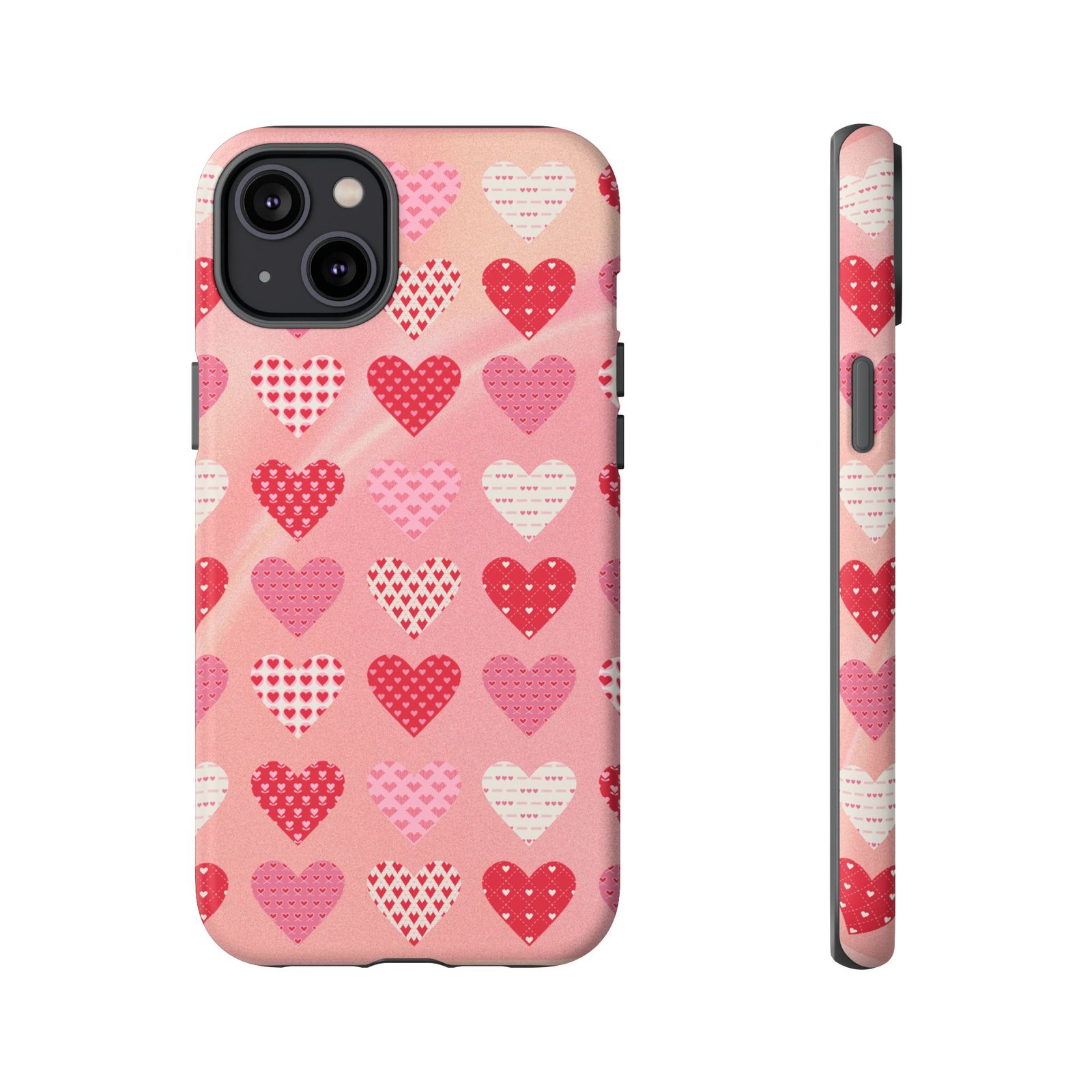 Pink Patterned Hearts phone case | Valentine Heart Phone Case - Image 73